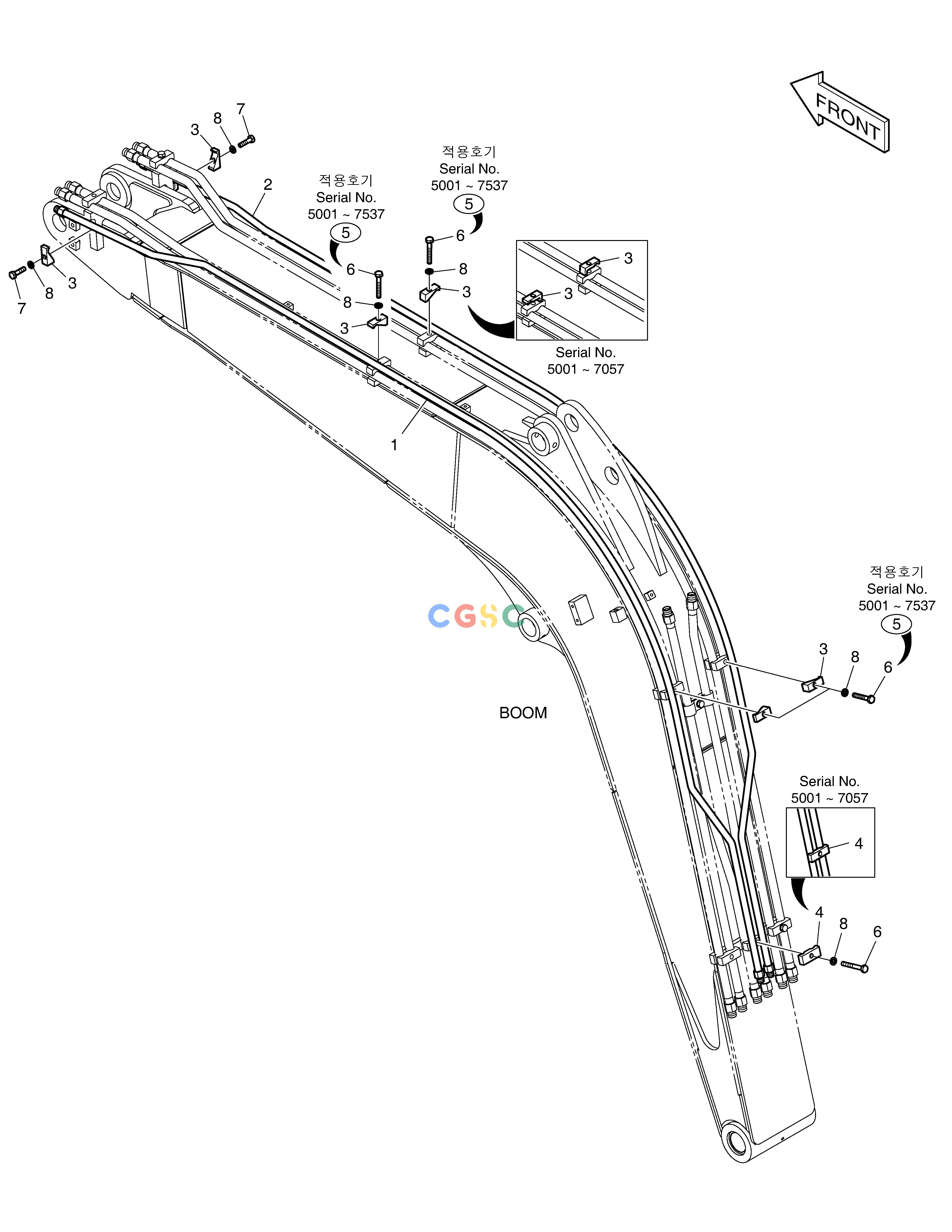 斗山零件查询BOOM PIPING - ROTATING/TILTING DX55W Doosan parts catalog online