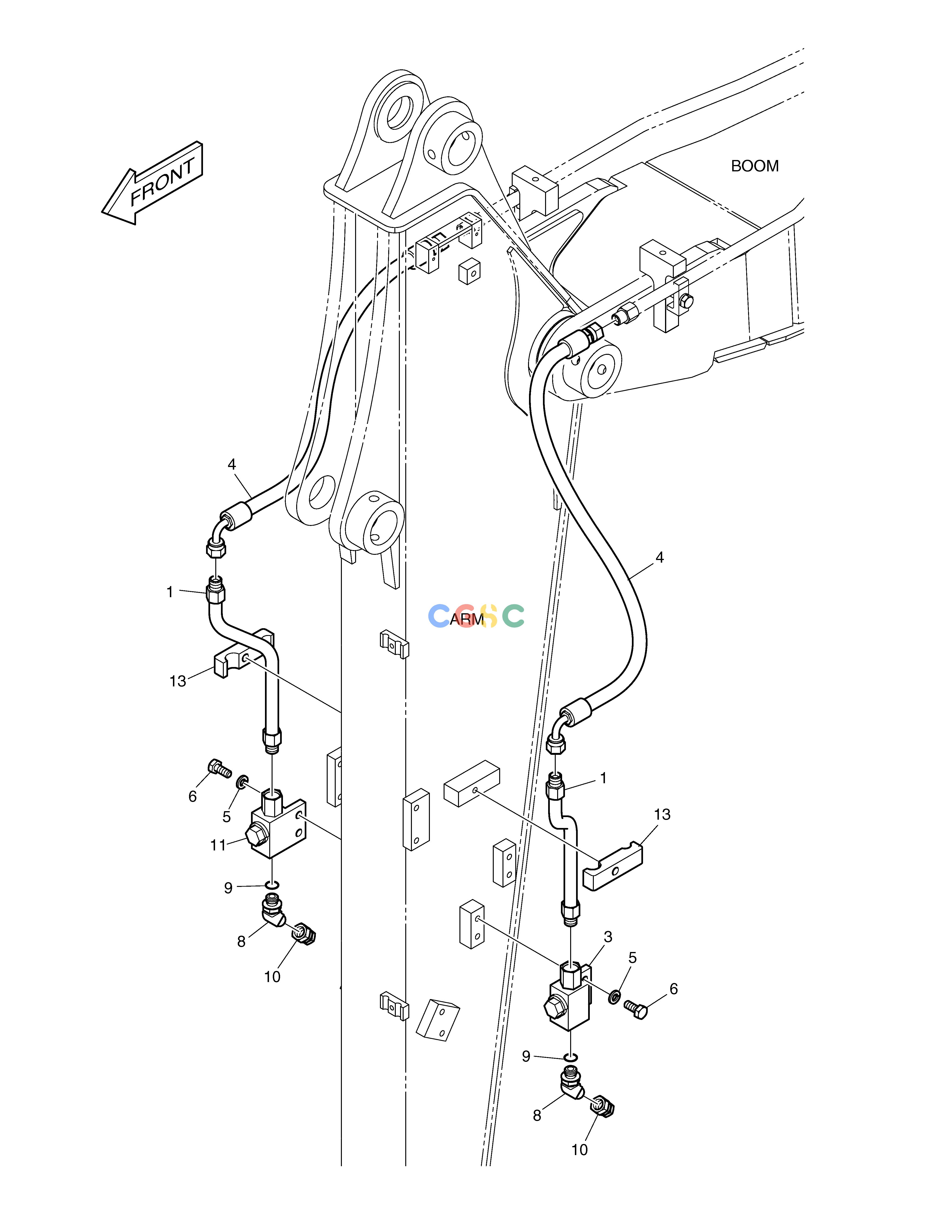 斗山零件查询ARM PIPING - ROTATING/TILTING(ARM 1.6m) DX55W Doosan parts catalog online