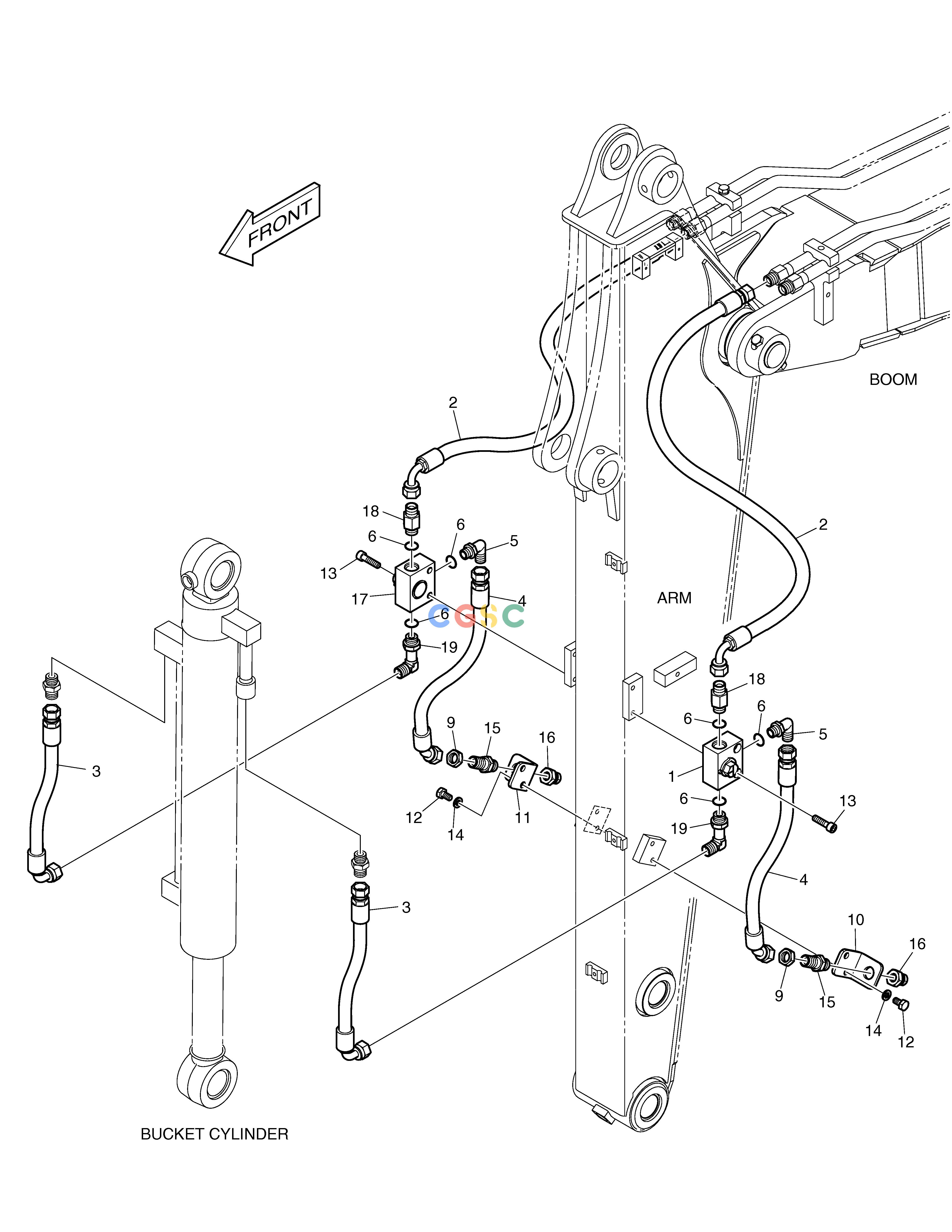 斗山零件查询ARM PIPING - CLAMSHELL(ARM 1.6m) DX55W Doosan parts catalog online