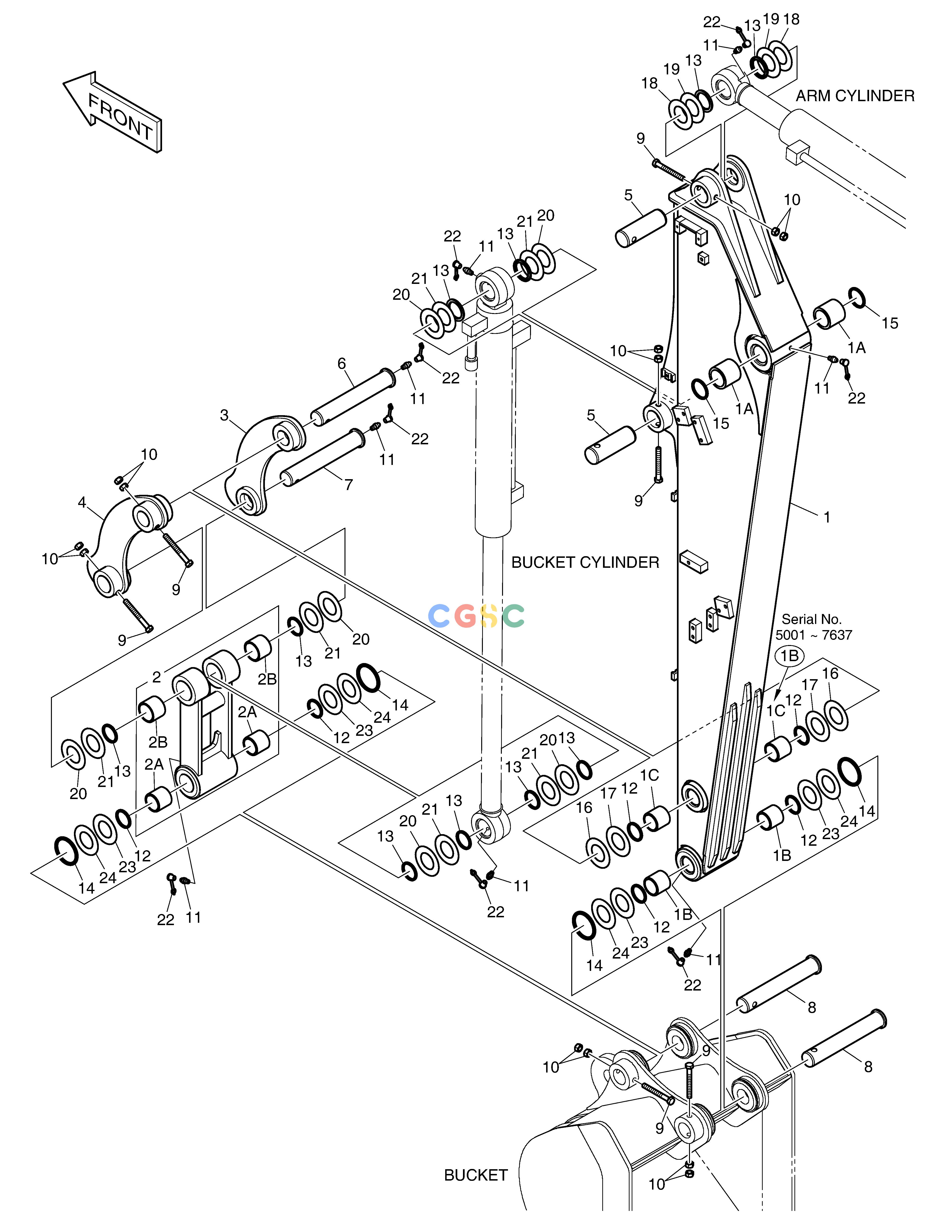 斗山零件查询ARM - 1.9m DX55W Doosan parts catalog online