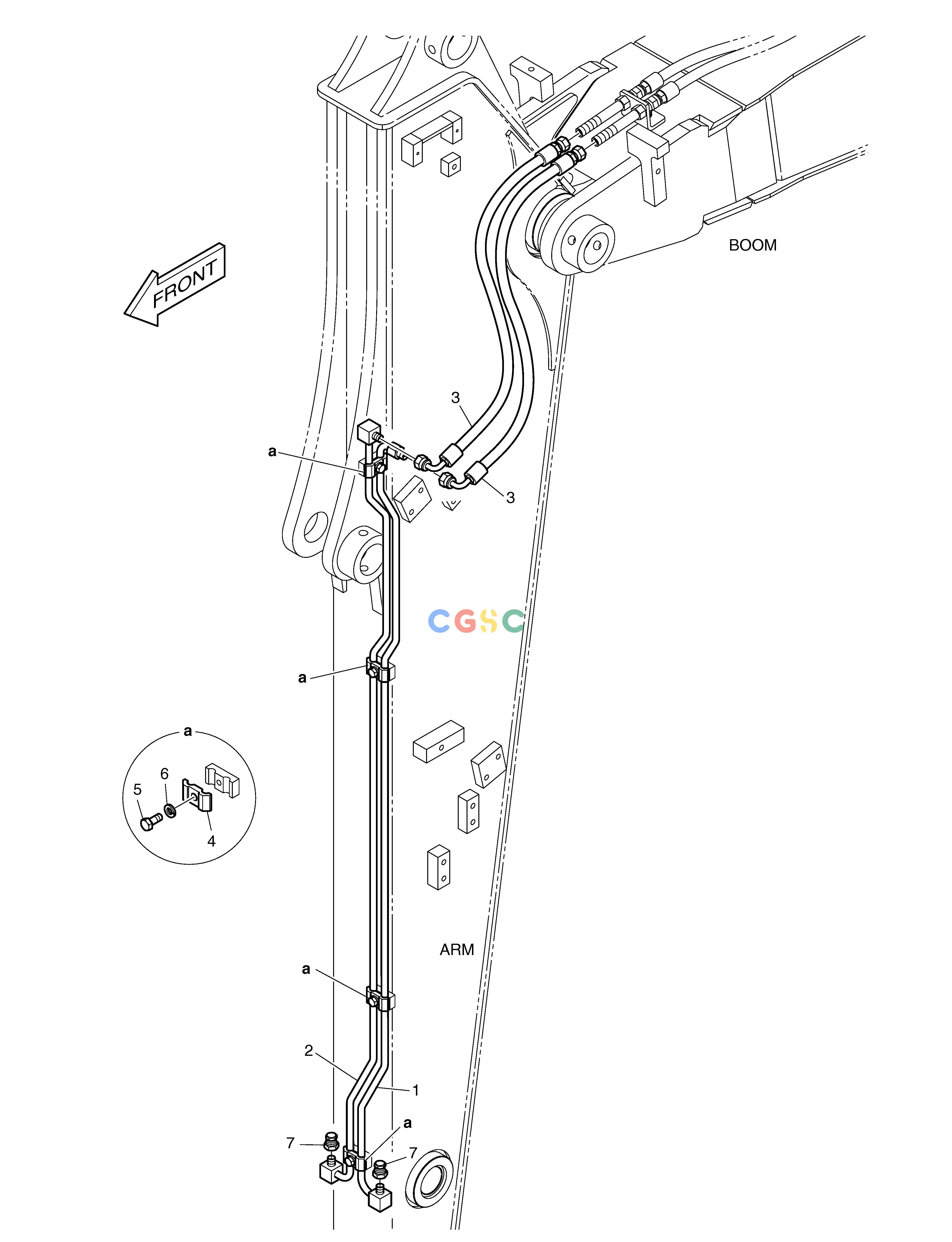 斗山零件查询ARM PIPING - QUICK CLAMP(ARM 1.9m) DX55W Doosan parts catalog online