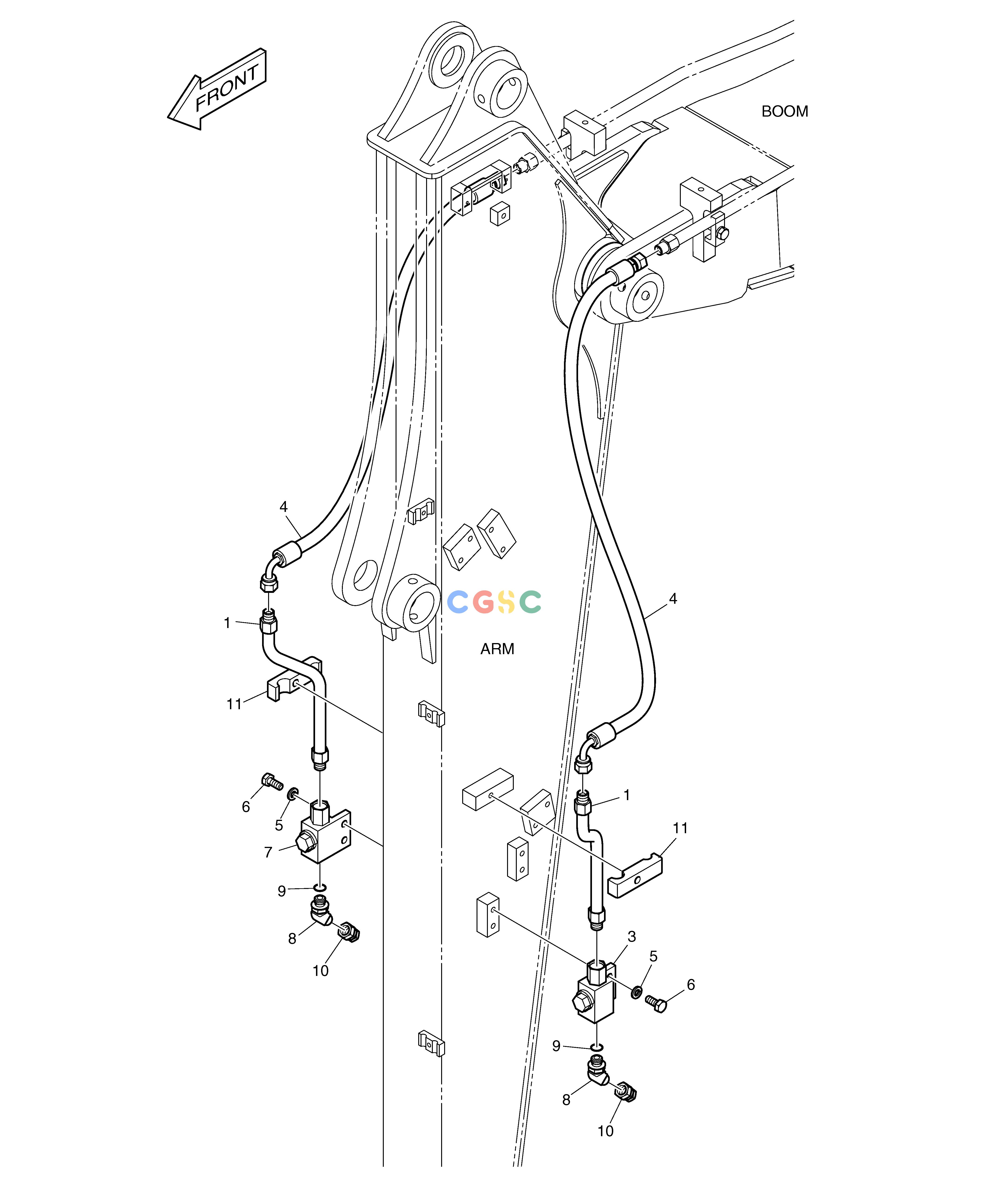 斗山零件查询ARM PIPING - ROTATING/TILTING(ARM 1.9m) DX55W Doosan parts catalog online