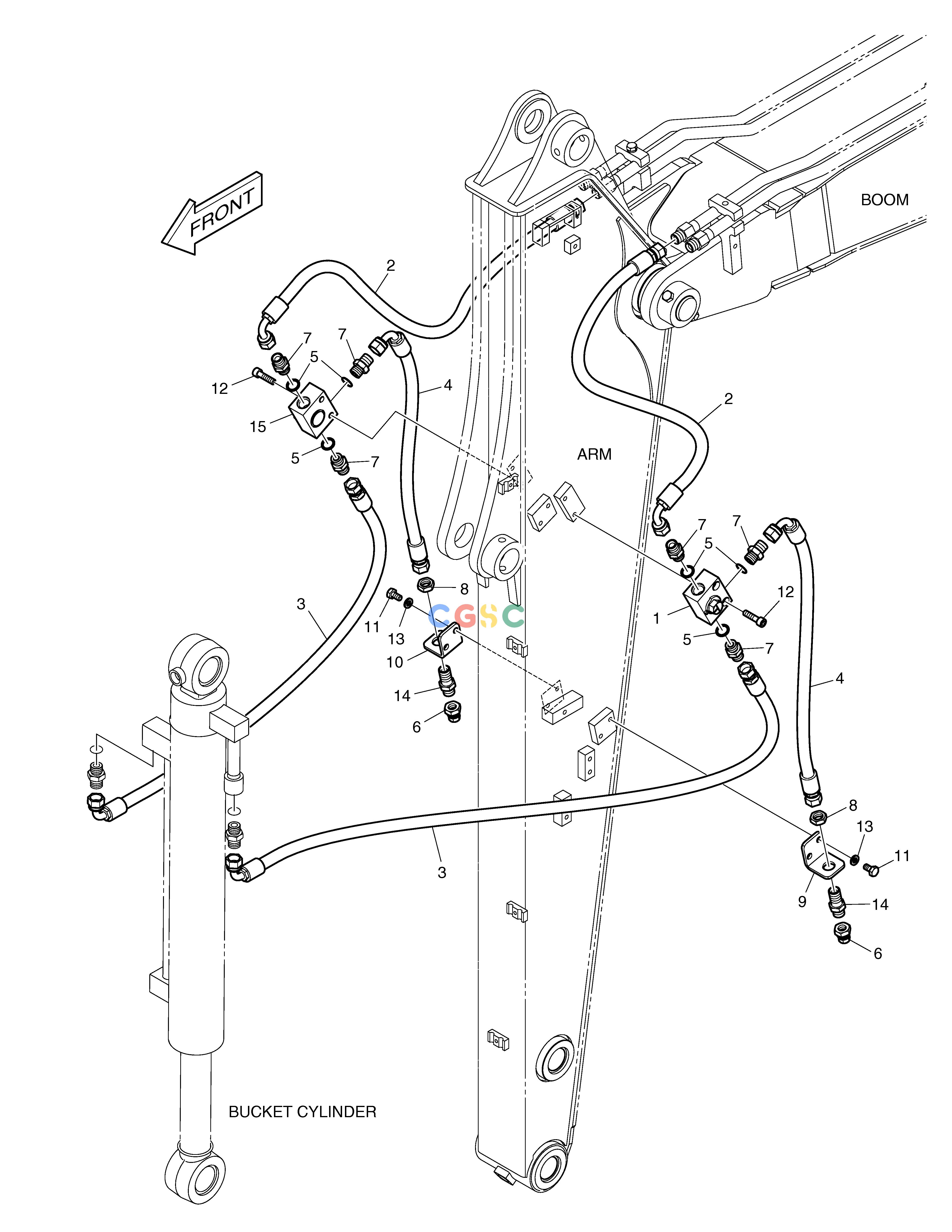 斗山零件查询ARM PIPING - CLAMSHELL(ARM 1.9m) DX55W Doosan parts catalog online