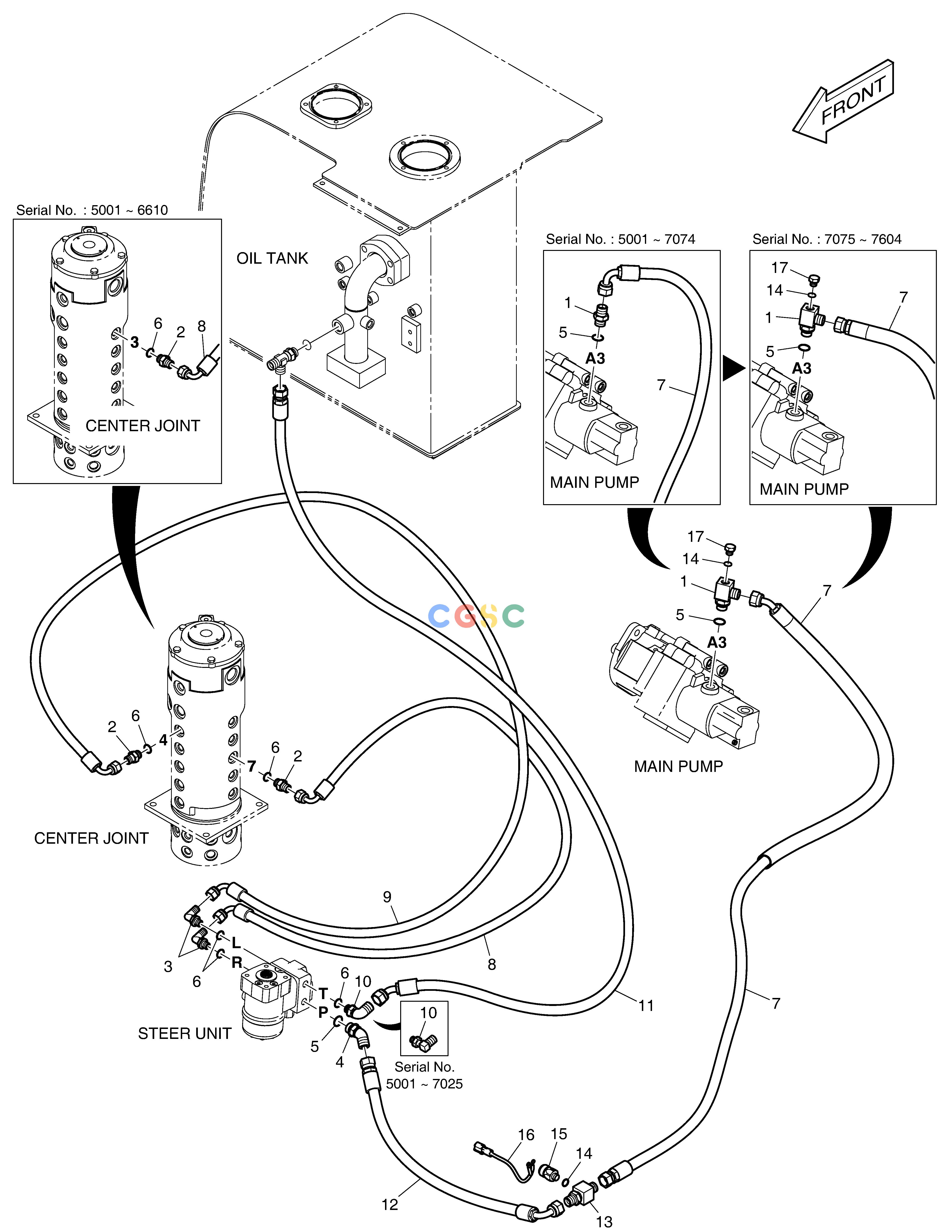 斗山零件查询STEERING PIPING - EMR+TILTING DX55W Doosan parts catalog online