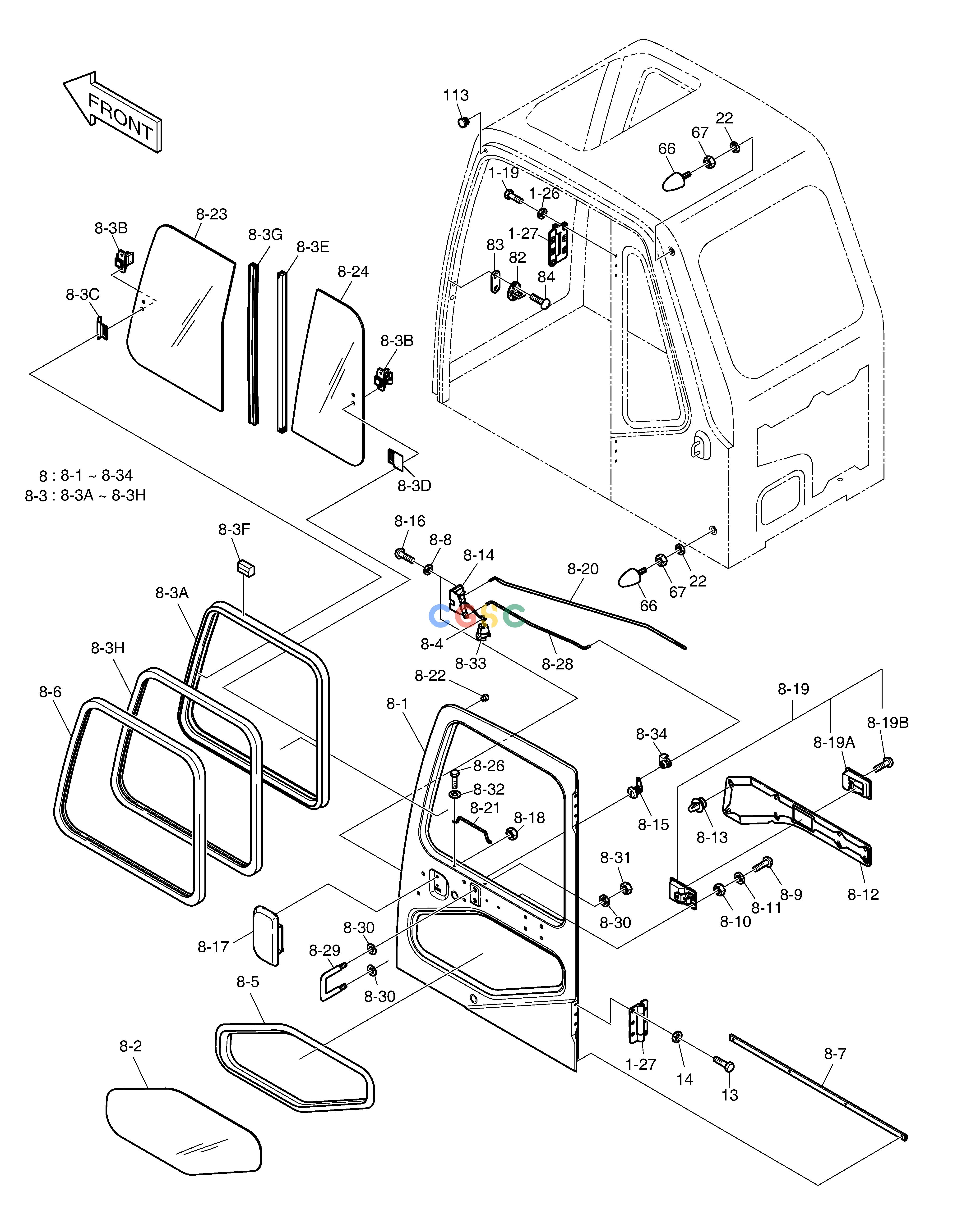斗山零件查询CABIN(5) SOLAR 340LC-7 Doosan parts catalog online