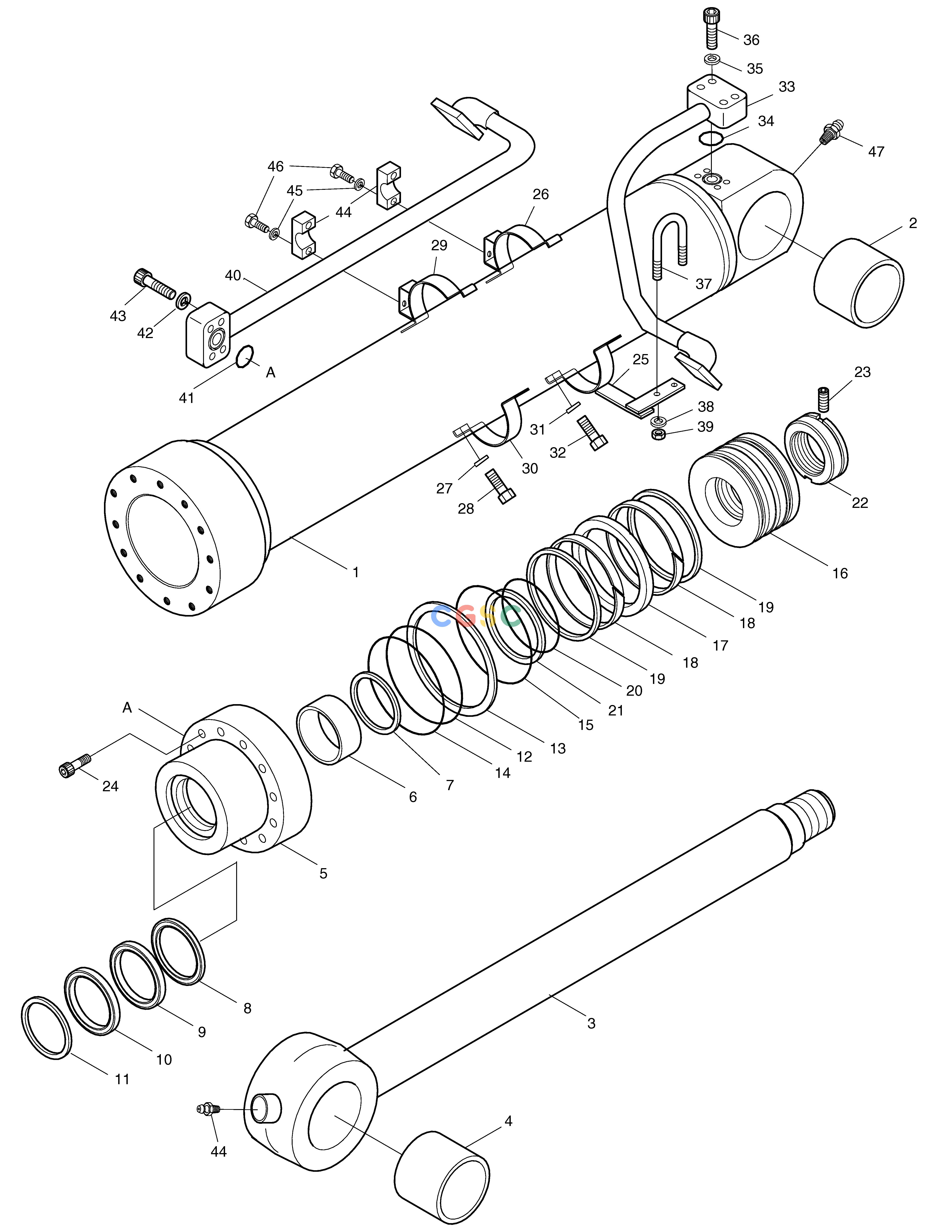 斗山零件查询BUCKET CYLINDER-ARM 3.2m/4.0m SOLAR 340LC-7 Doosan parts catalog online