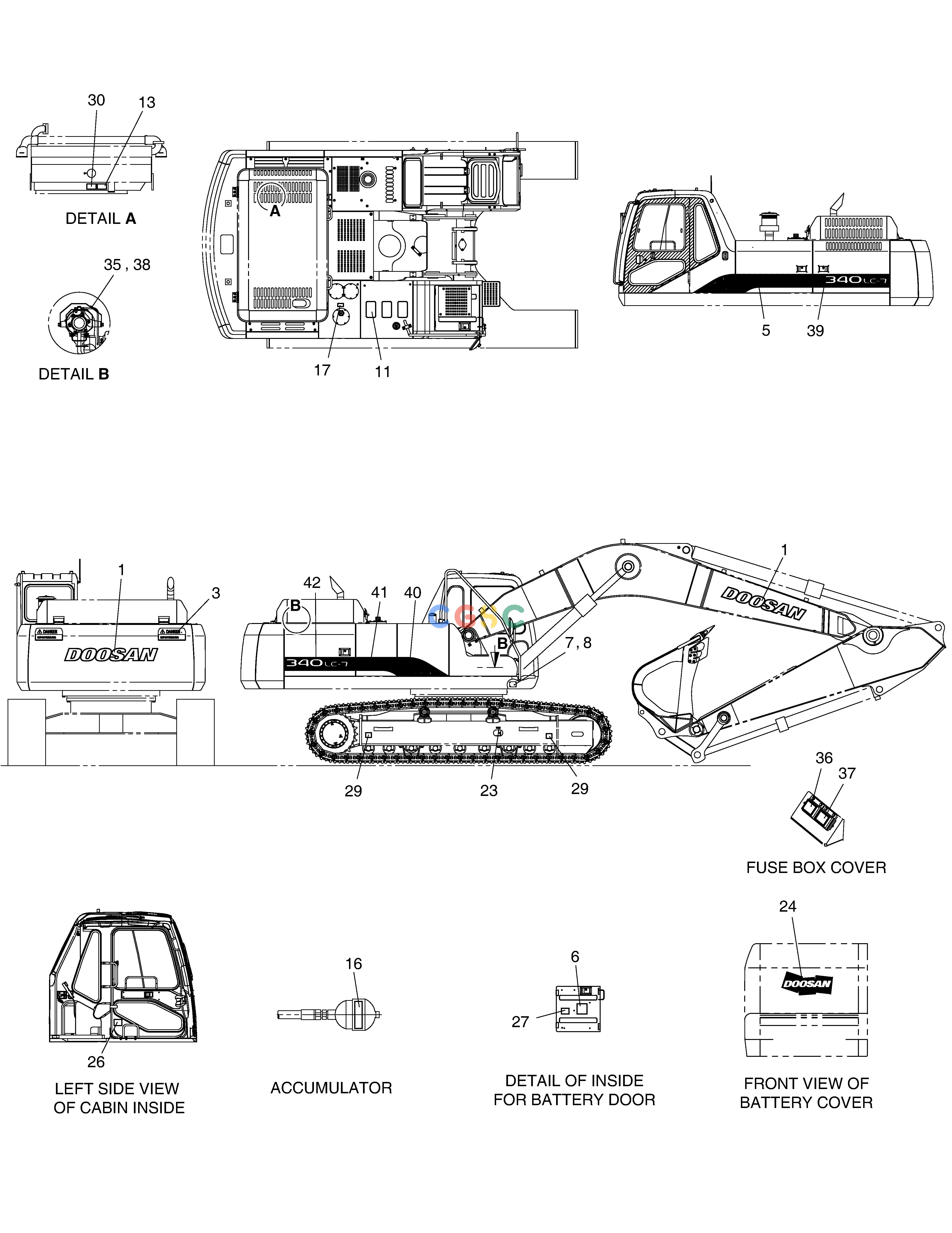 斗山零件查询DECAL-AIRCON SOLAR 340LC-7 Doosan parts catalog online