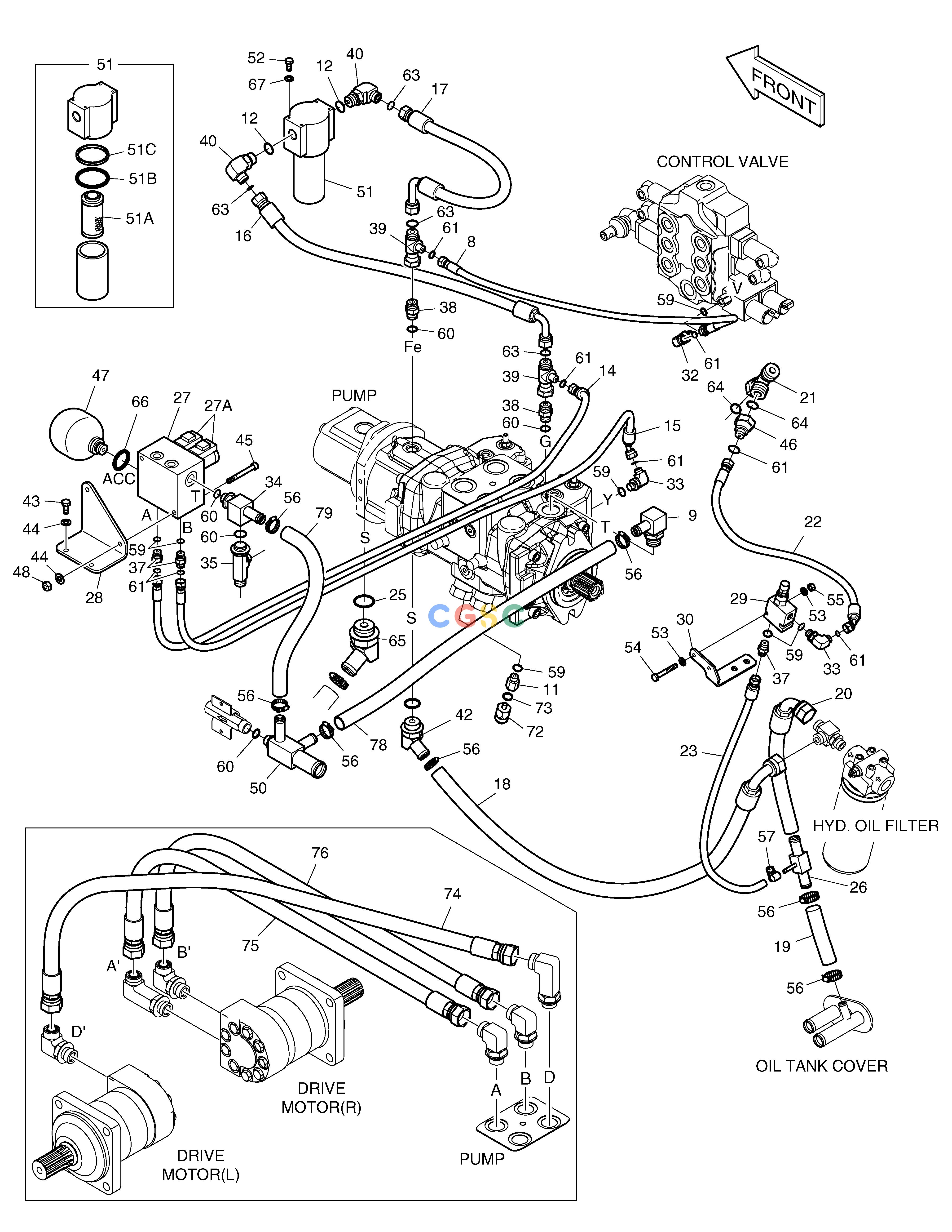 斗山零件查询PILOT PIPING(1)-JOYSTICK 450 PLUS_TIER-3 Doosan parts catalog online