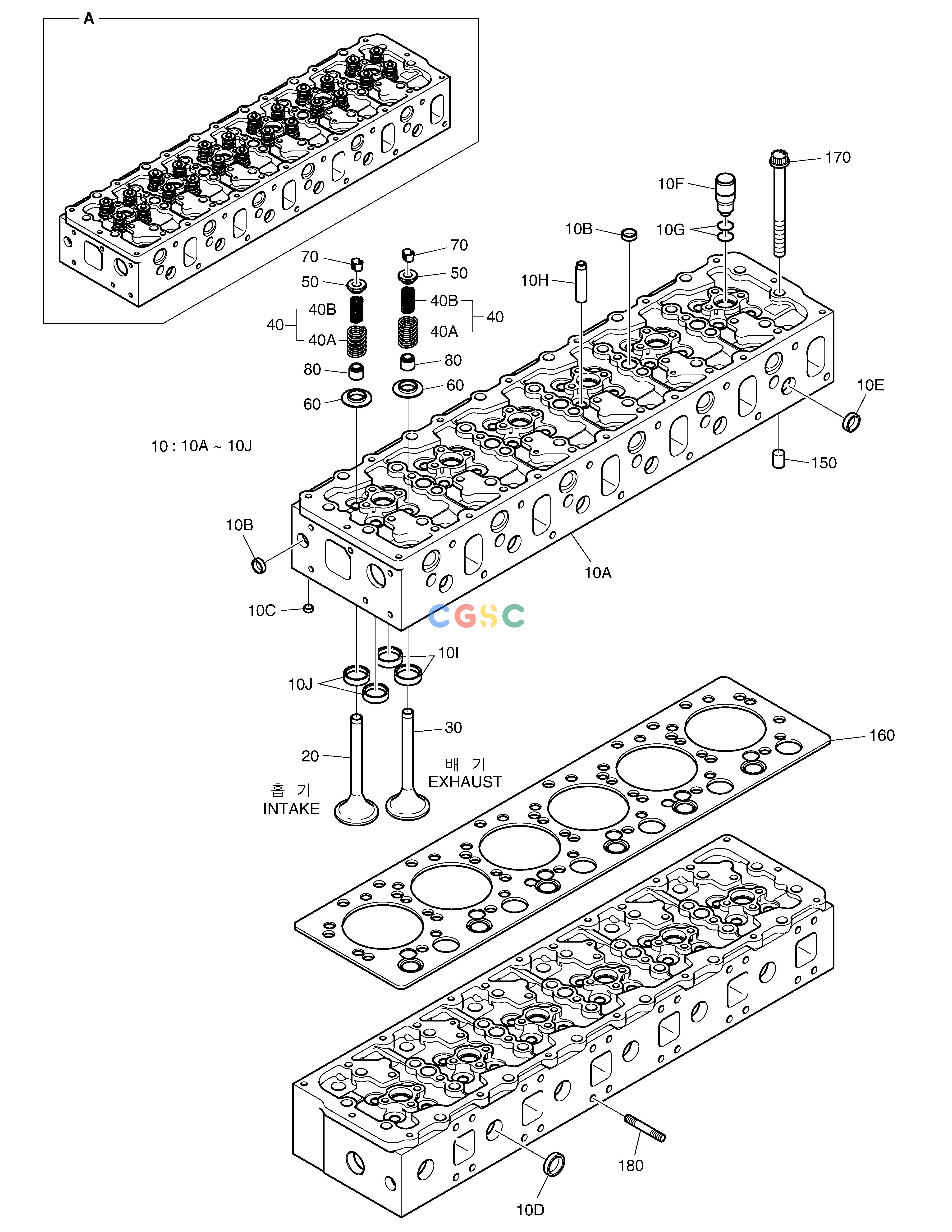 斗山零件查询CYLINDER HEAD DX350LC Doosan parts catalog online