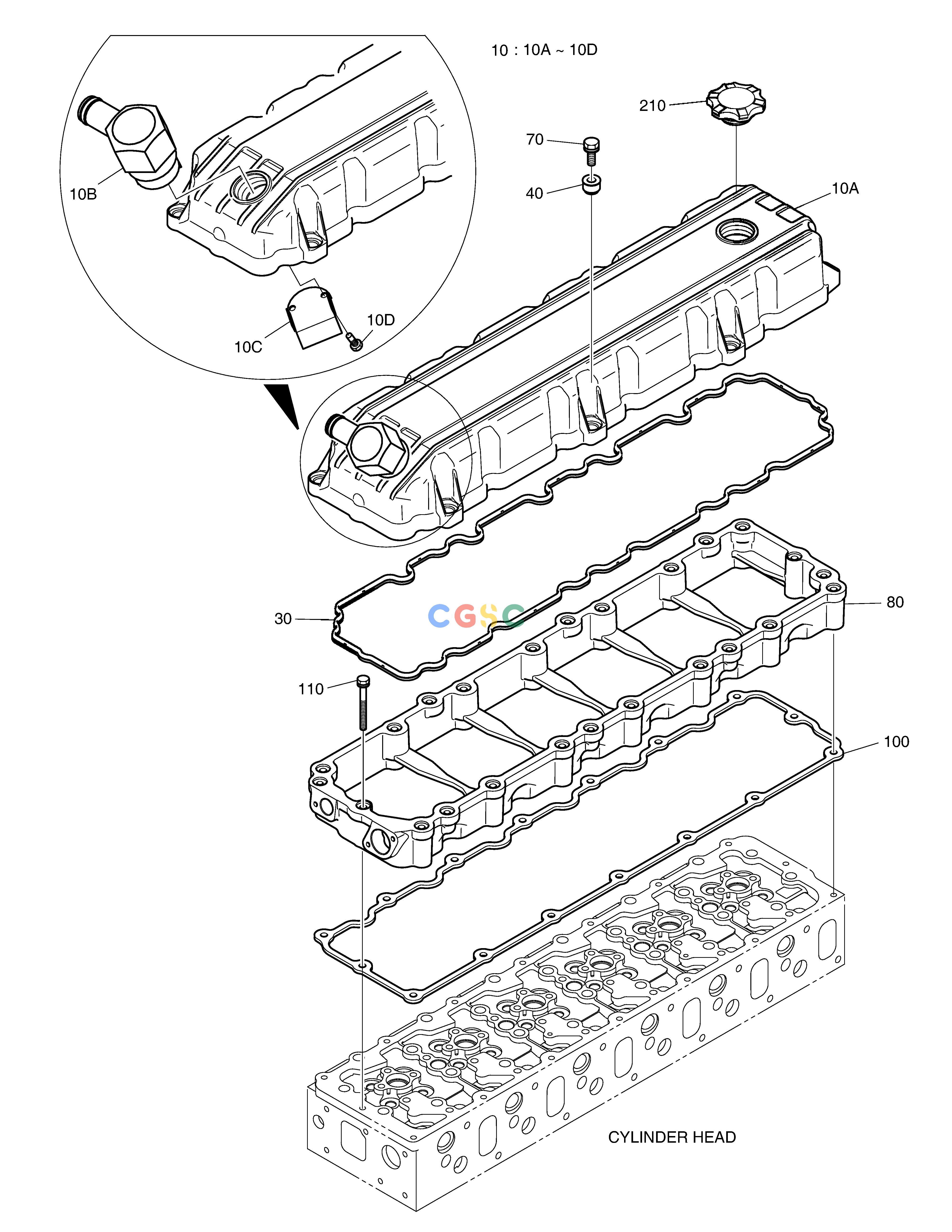 斗山零件查询CYLINDER HEAD COVER DX350LC Doosan parts catalog online