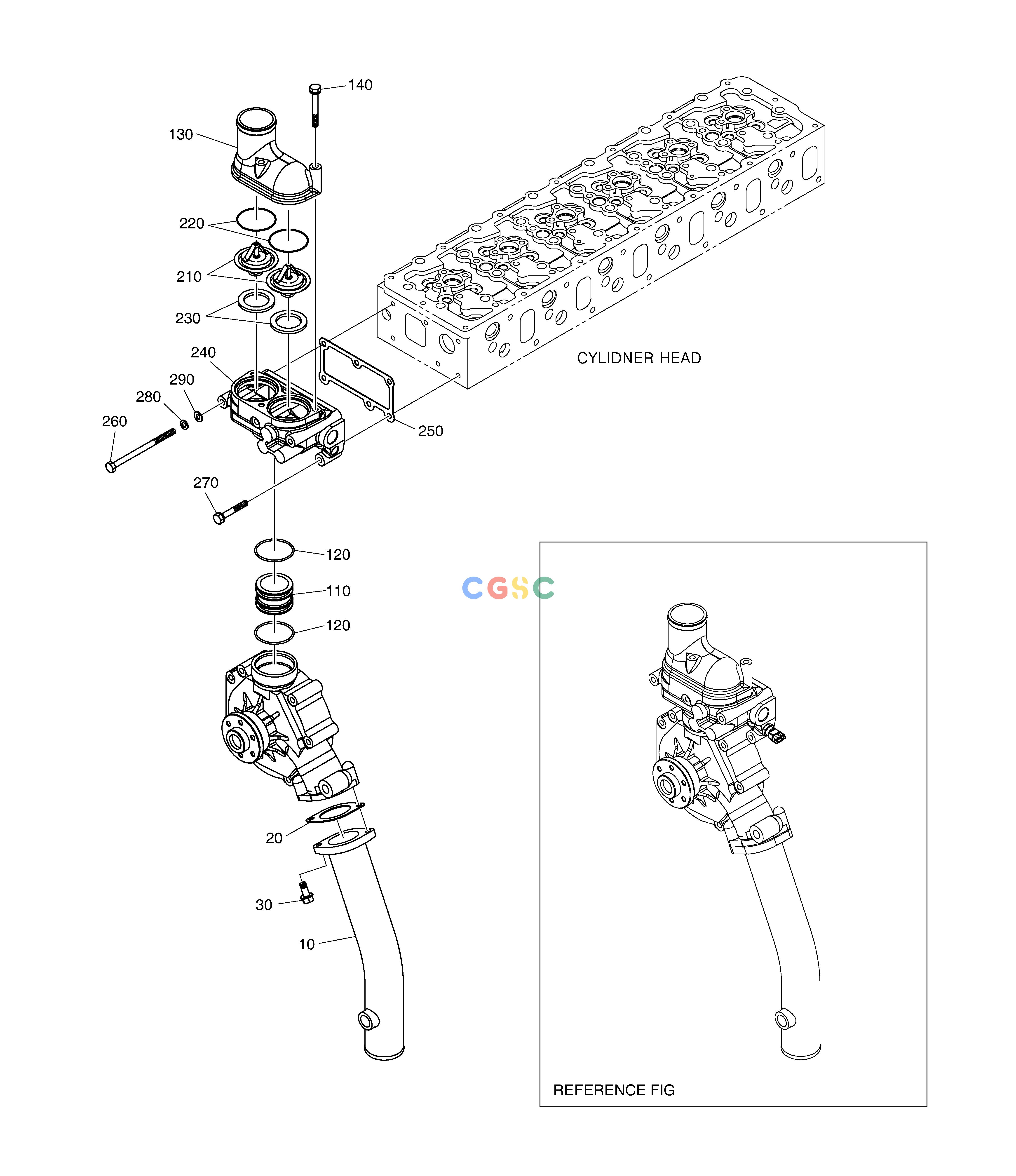 斗山零件查询COOLING WATER PIPE & THERMOSTAT DX350LC Doosan parts catalog online