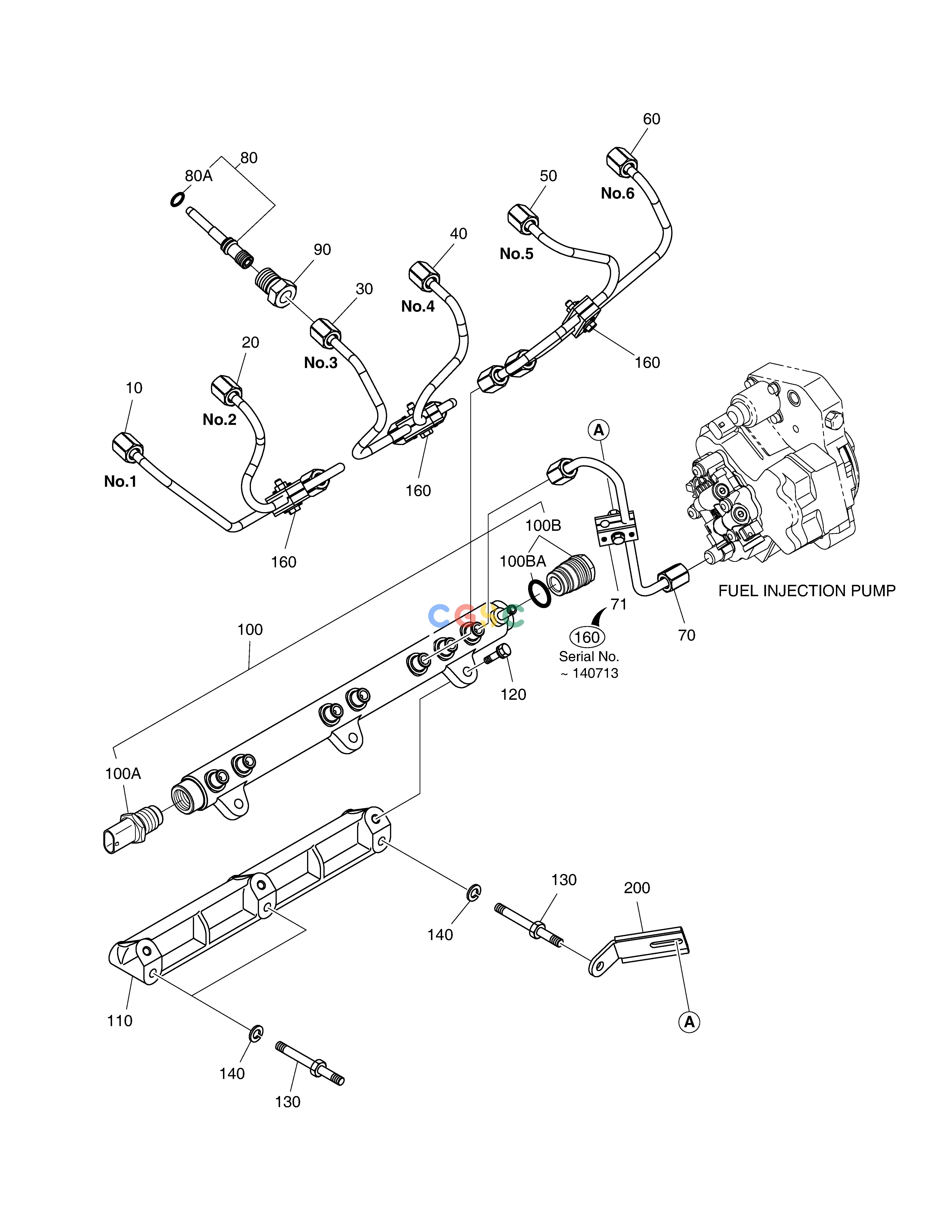 斗山零件查询FUEL INJECTION PIPE DX350LC Doosan parts catalog online