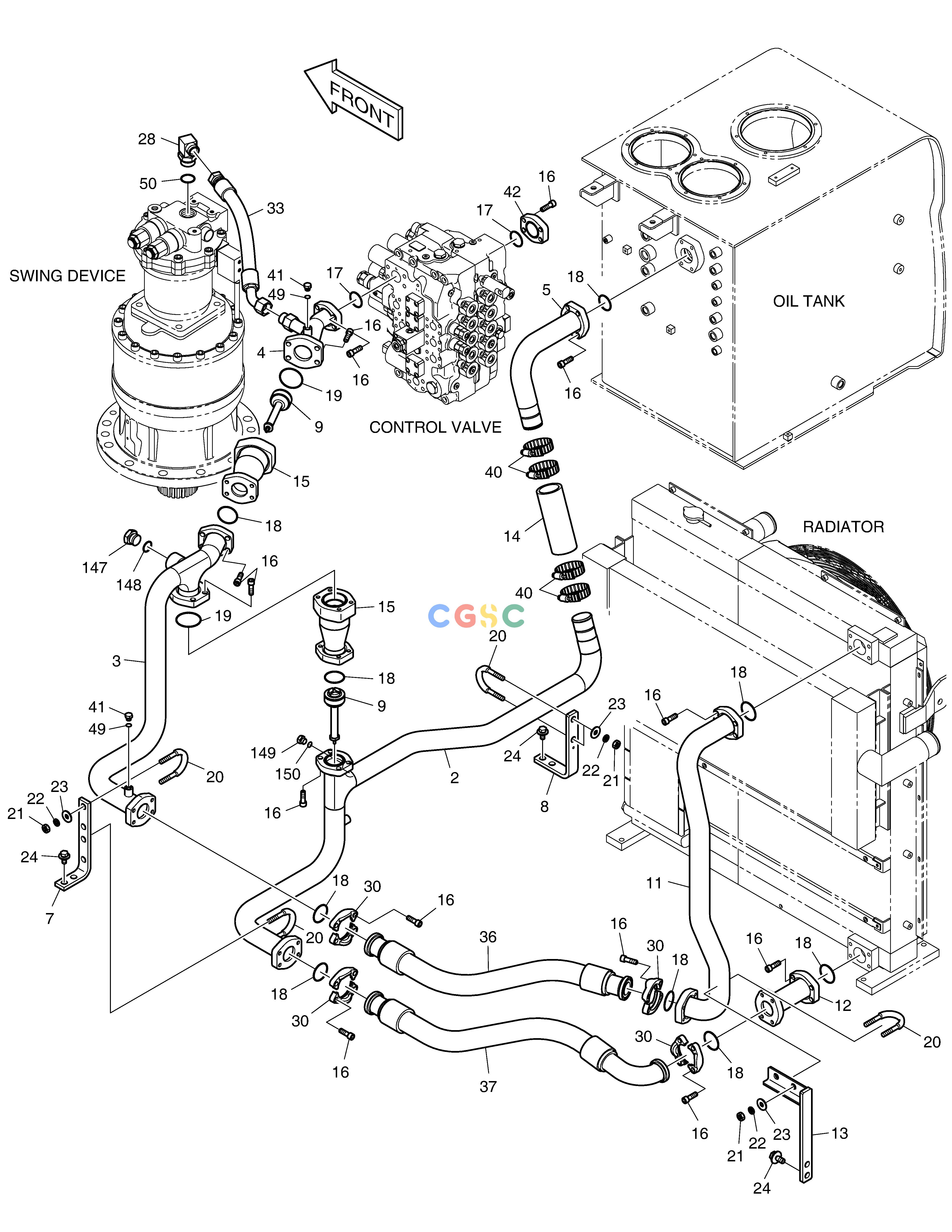 斗山零件查询OIL COOLER PIPING(2) DX350LC Doosan parts catalog online