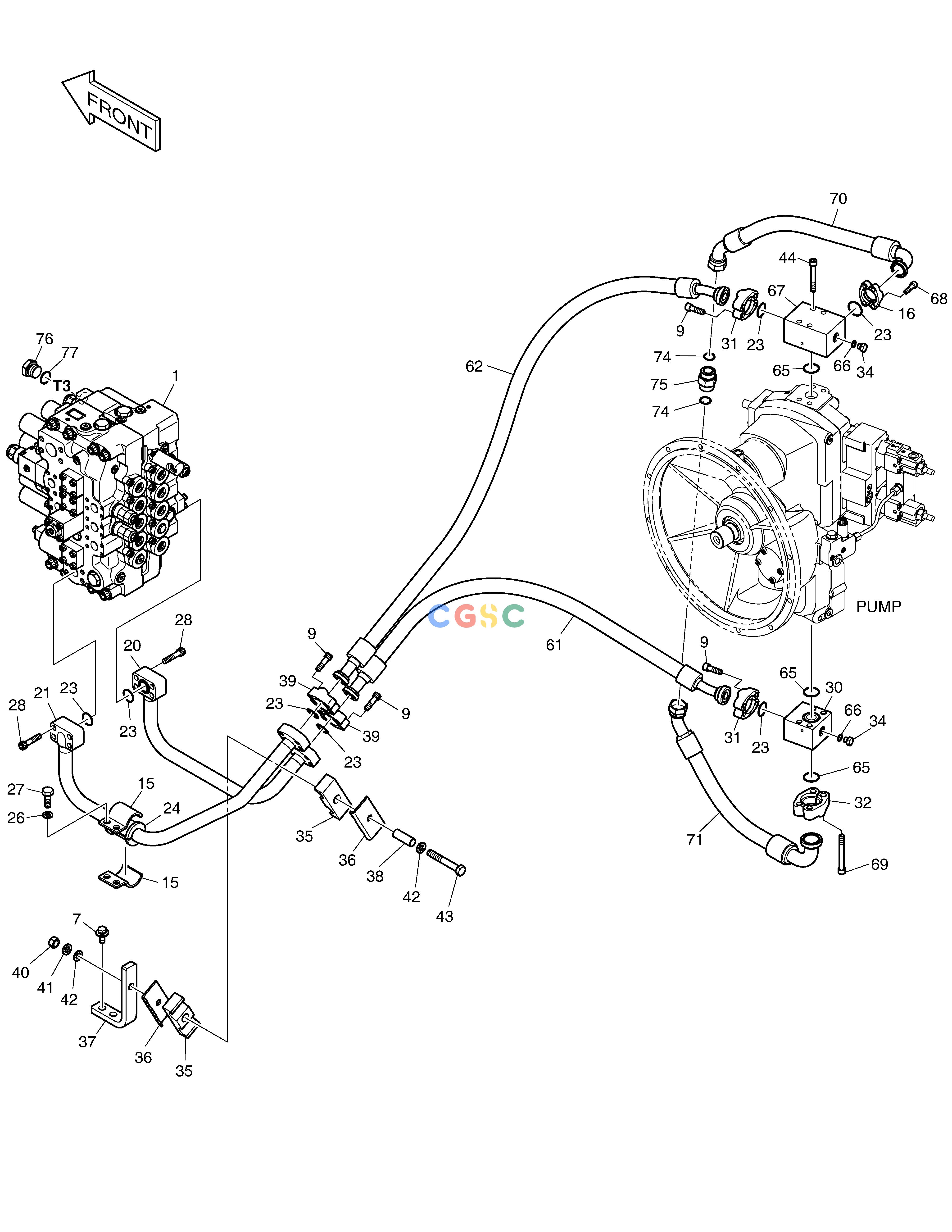 斗山零件查询MAIN PIPING(1) - PUMP DX350LC Doosan parts catalog online
