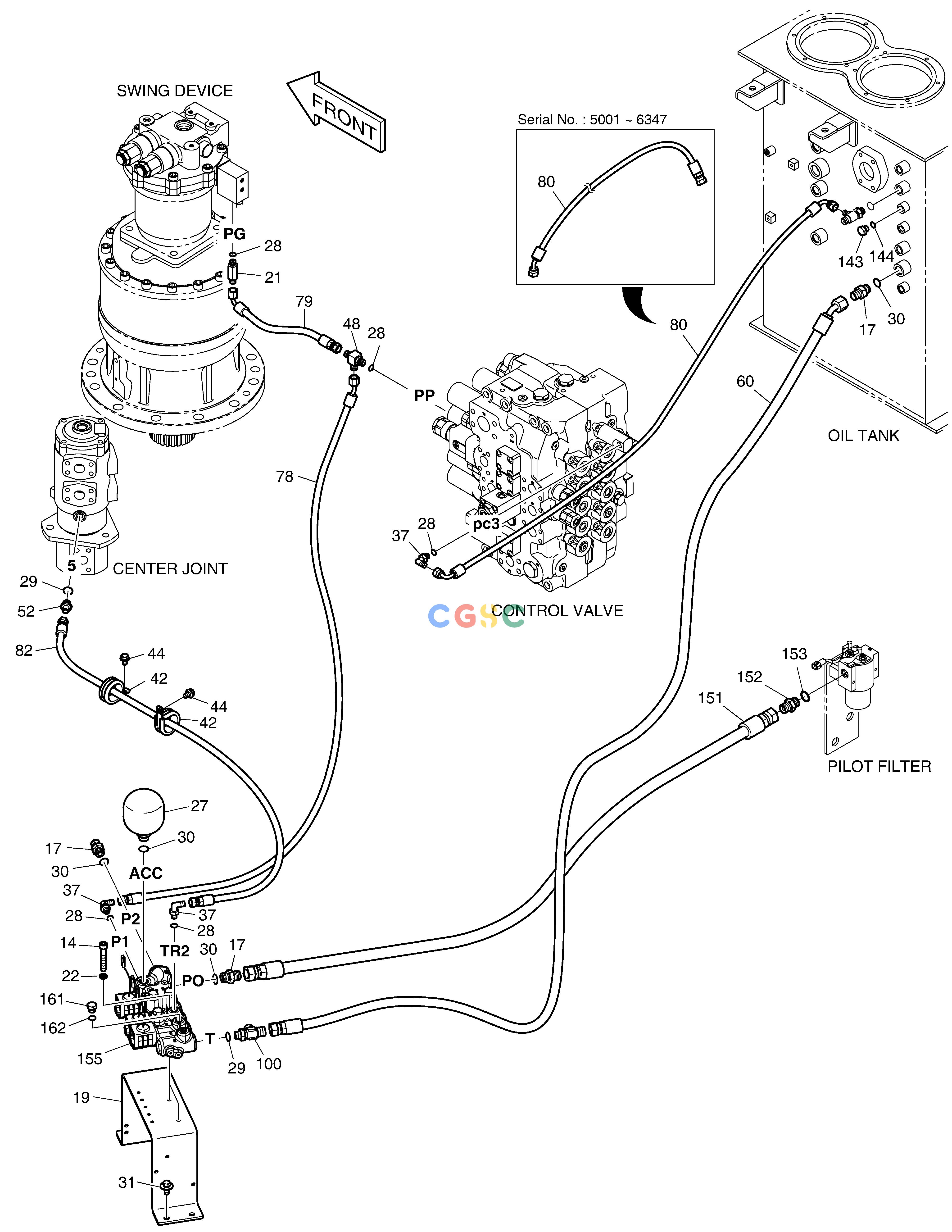 斗山零件查询PILOT PIPING(2) DX350LC Doosan parts catalog online