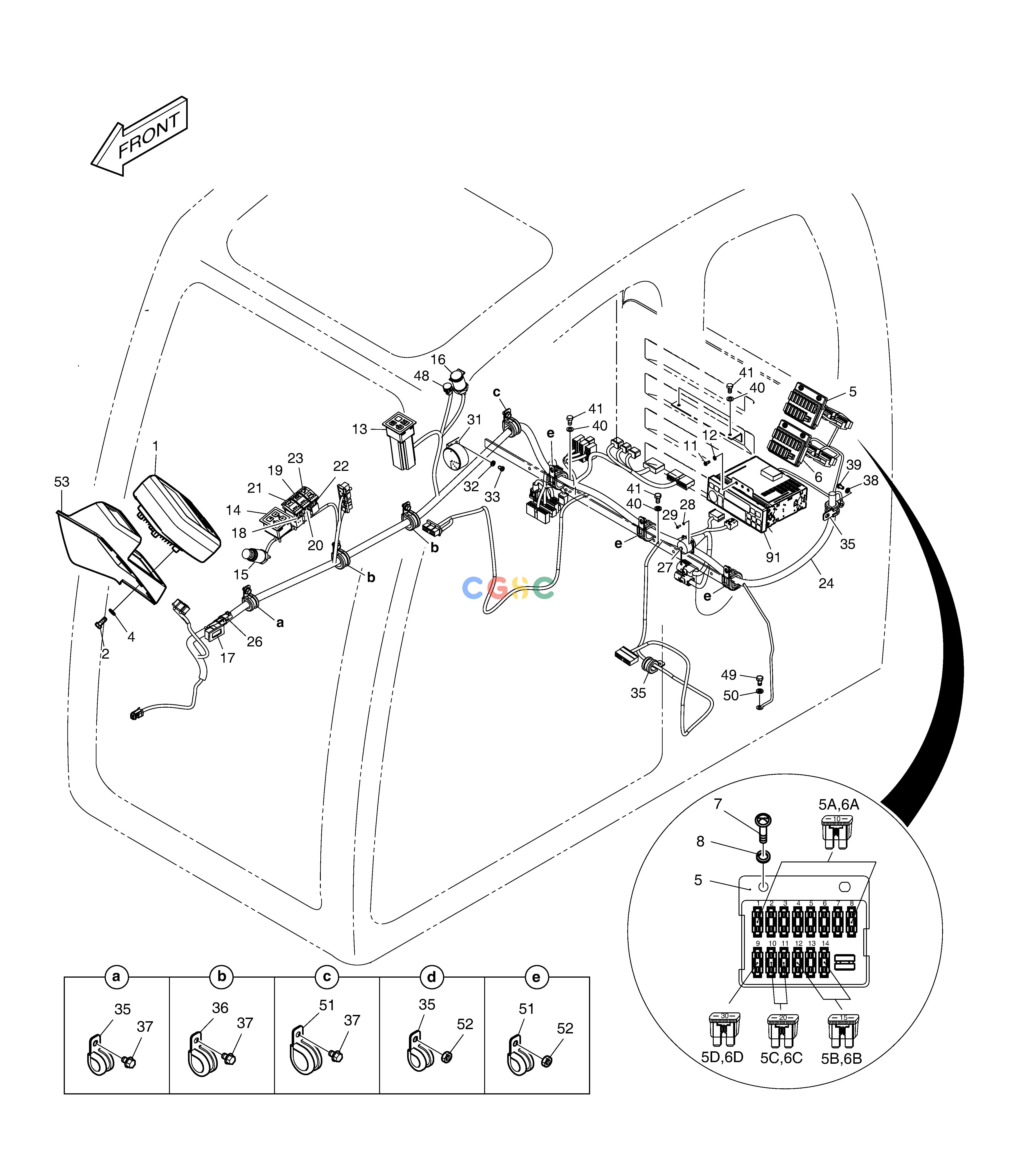 斗山零件查询ELECTRIC PARTS - CABIN DX350LC Doosan parts catalog online