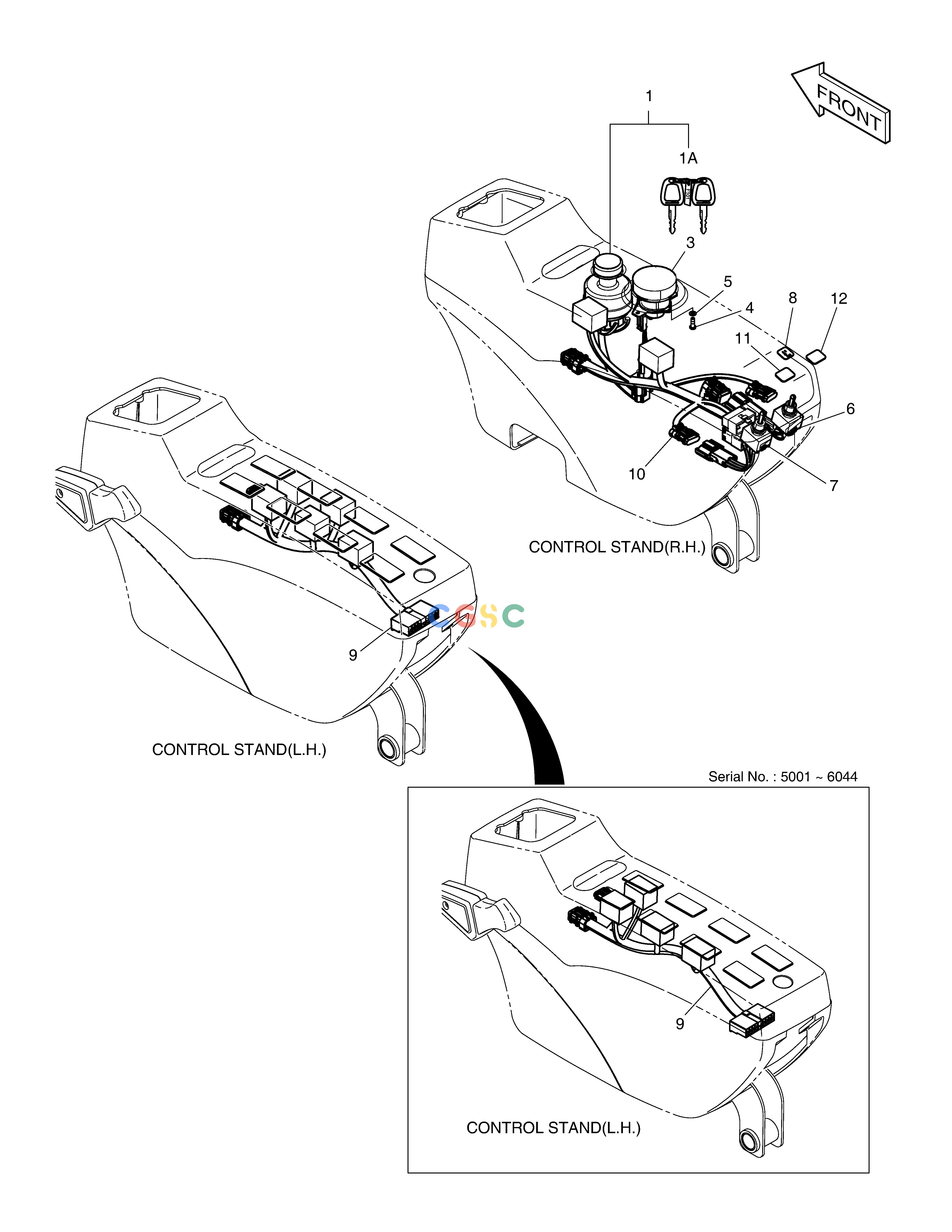 斗山零件查询ELECTRIC PARTS - CONTROL STAND DX350LC Doosan parts catalog online