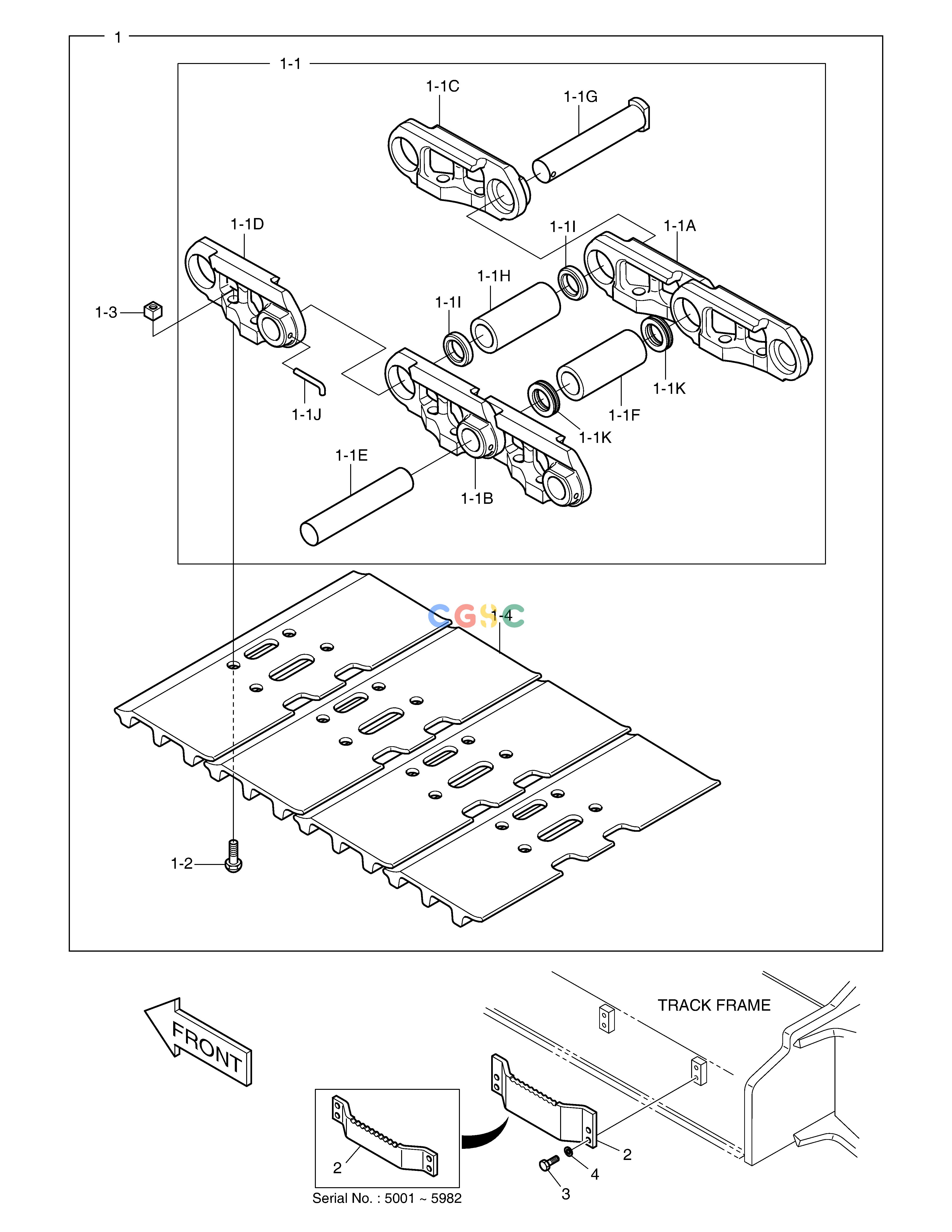 斗山零件查询TRACK SHOE ASS'Y - 600G DX350LC Doosan parts catalog online