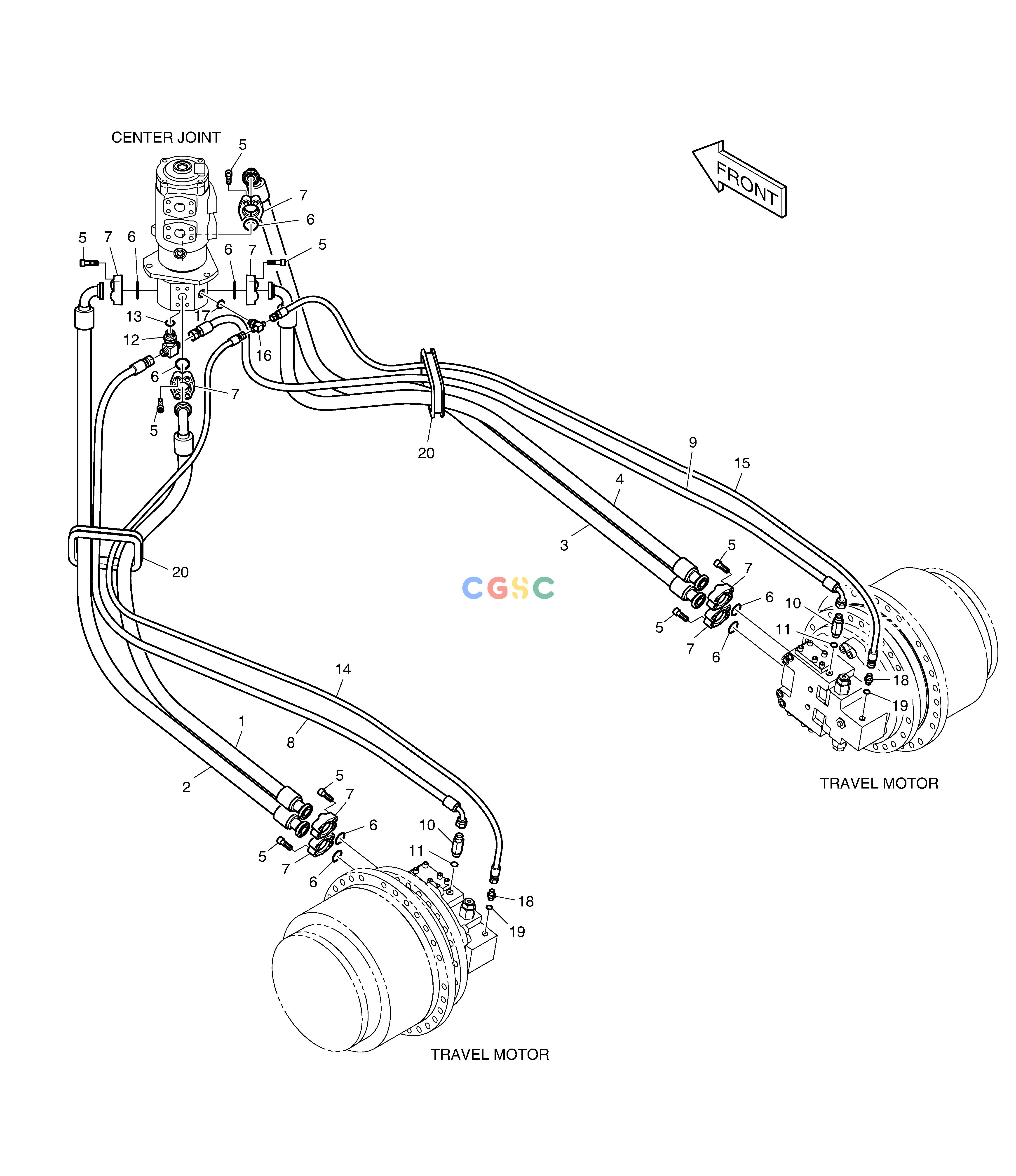 斗山零件查询TRAVEL PIPING - TRACK WIDTH 3m DX350LC Doosan parts catalog online