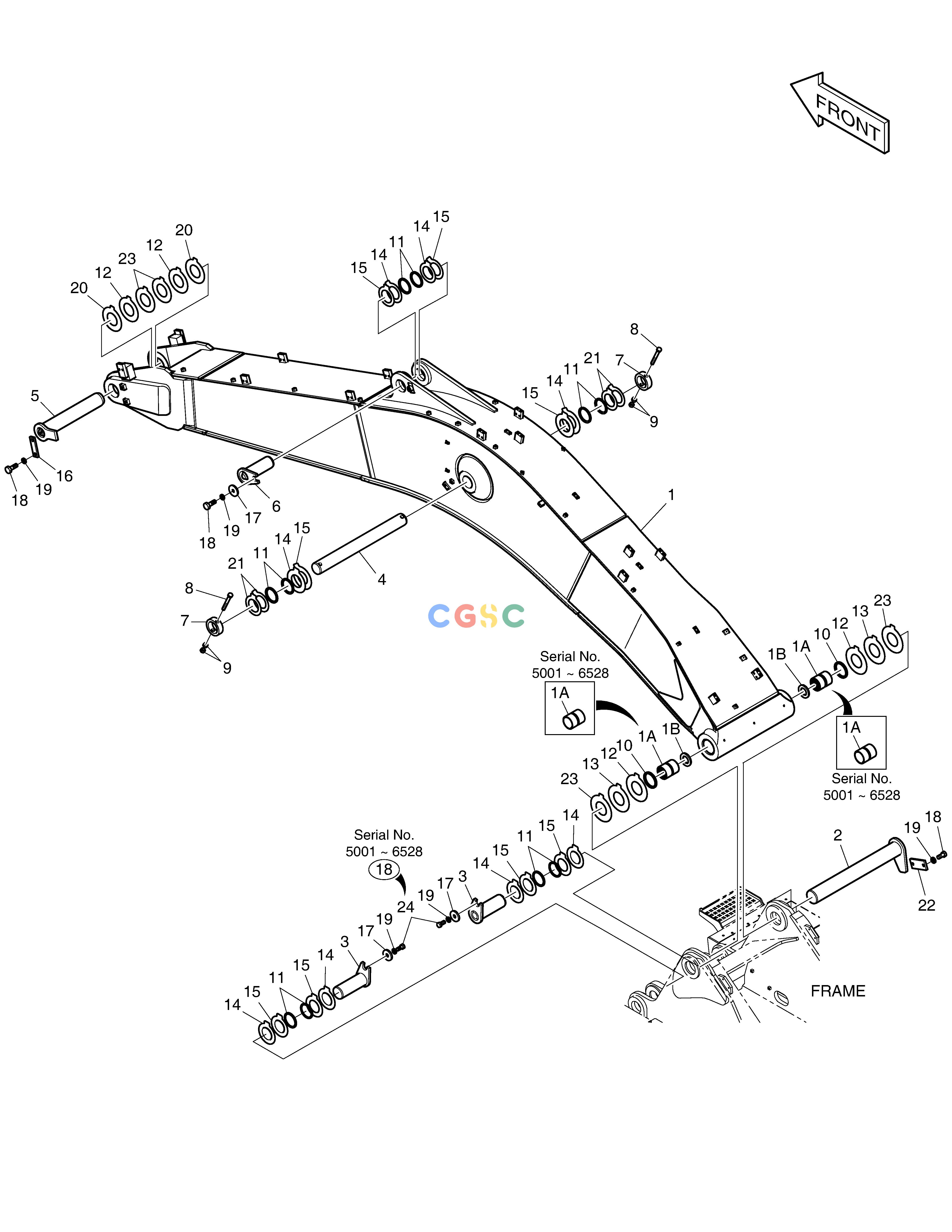 斗山零件查询BOOM - 6.5m DX350LC Doosan parts catalog online