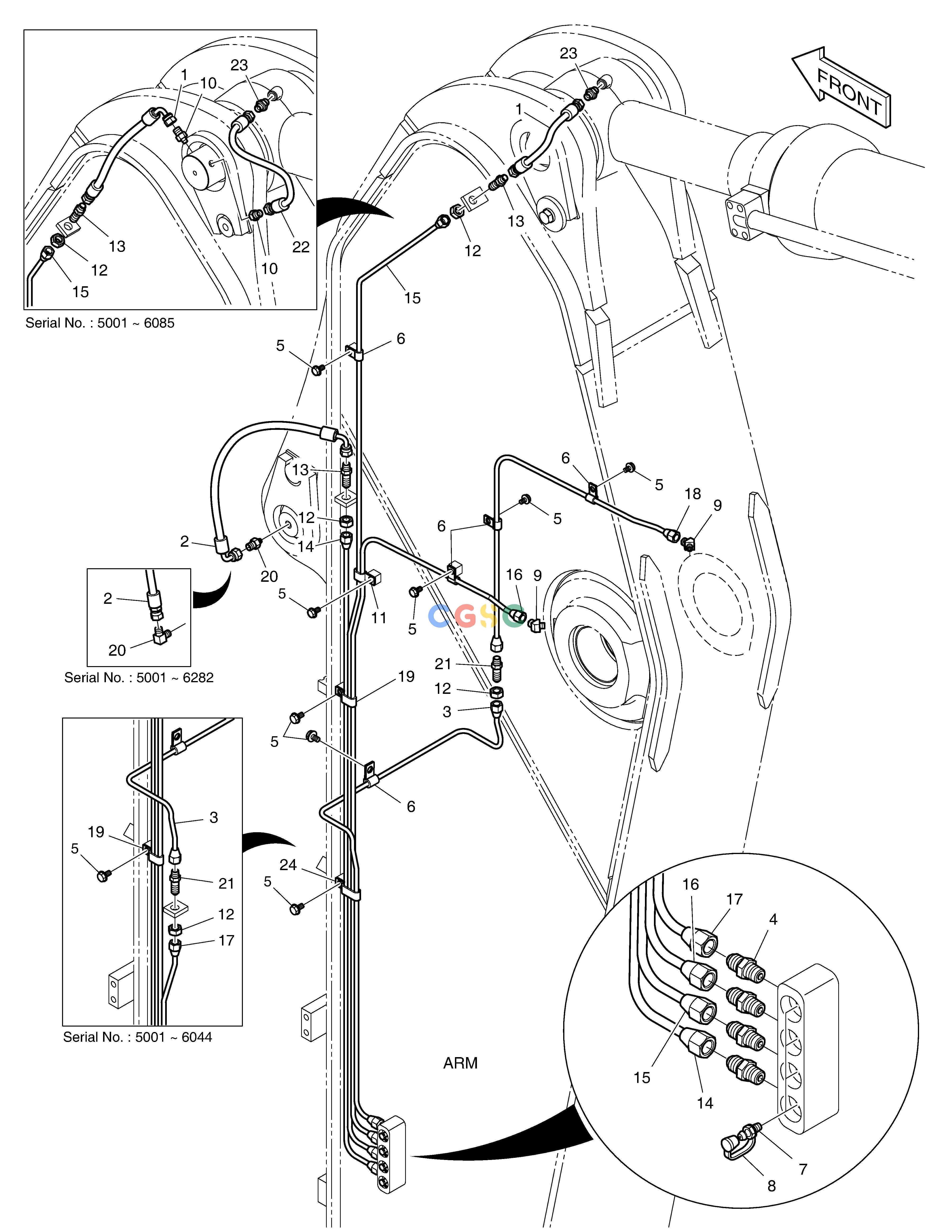 斗山零件查询LUBRICATION PIPING -ARM 3.2m DX350LC Doosan parts catalog online