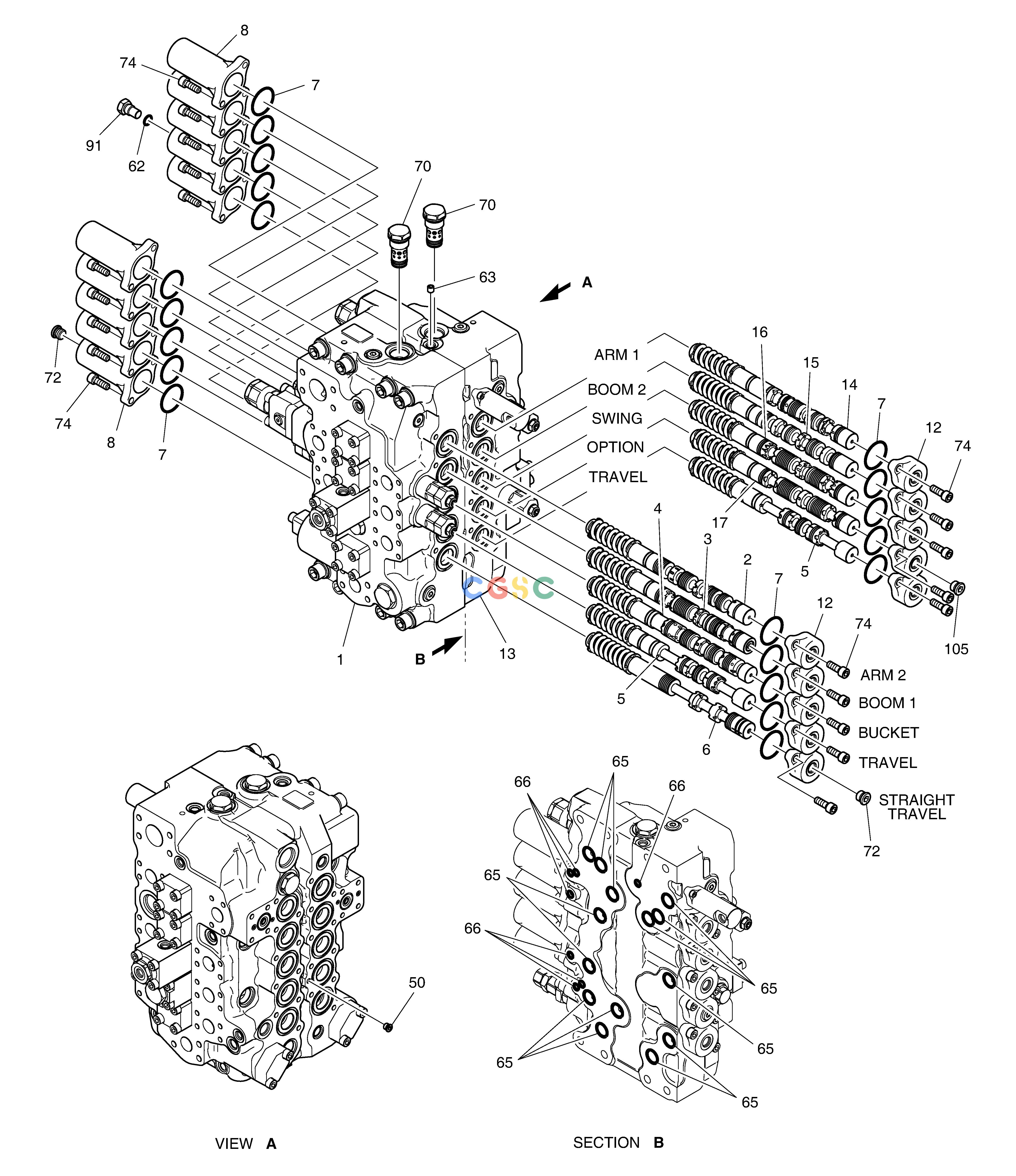 斗山零件查询CONTROL VALVE(2) DX350LC Doosan parts catalog online