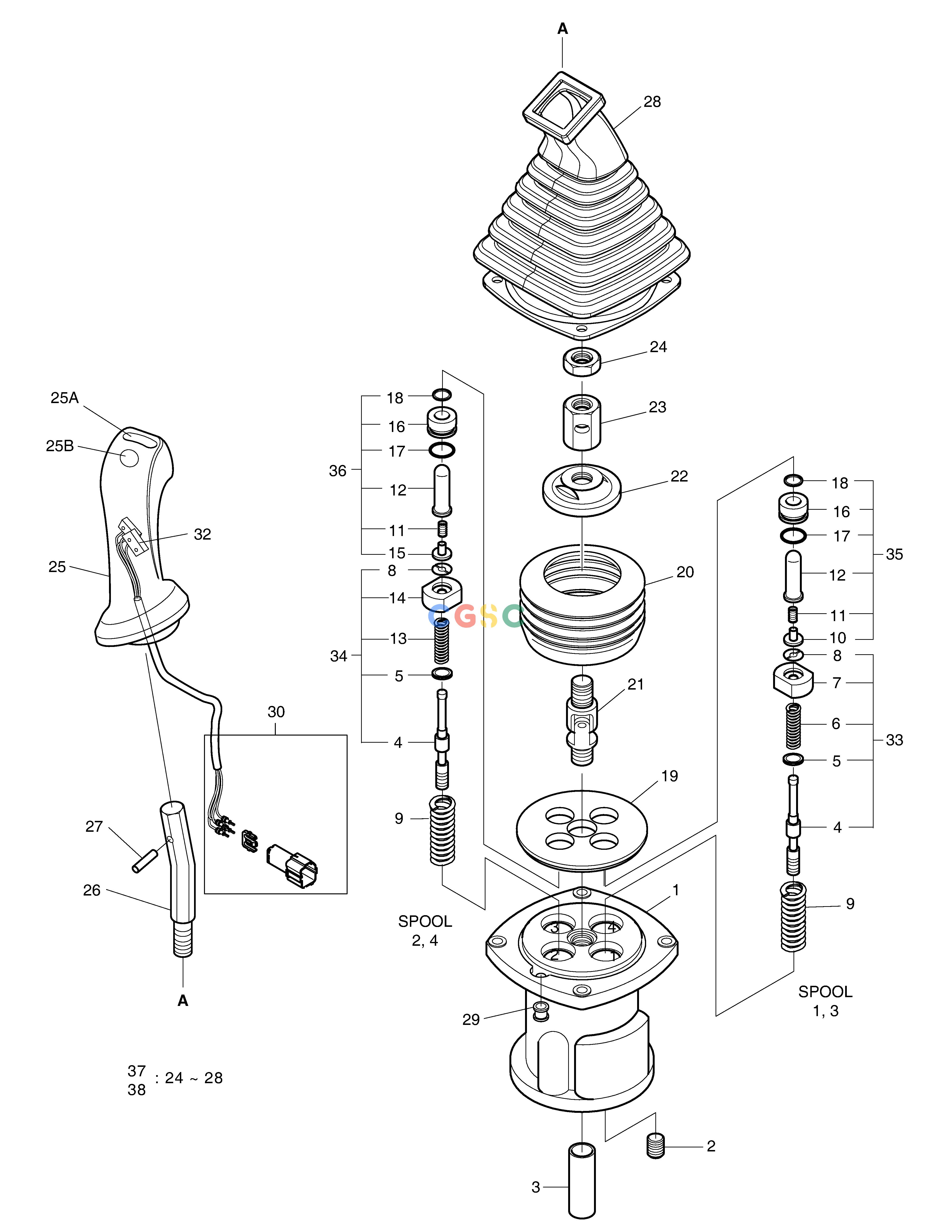 斗山零件查询JOYSTICK VALVE - ROPS DX350LC Doosan parts catalog online