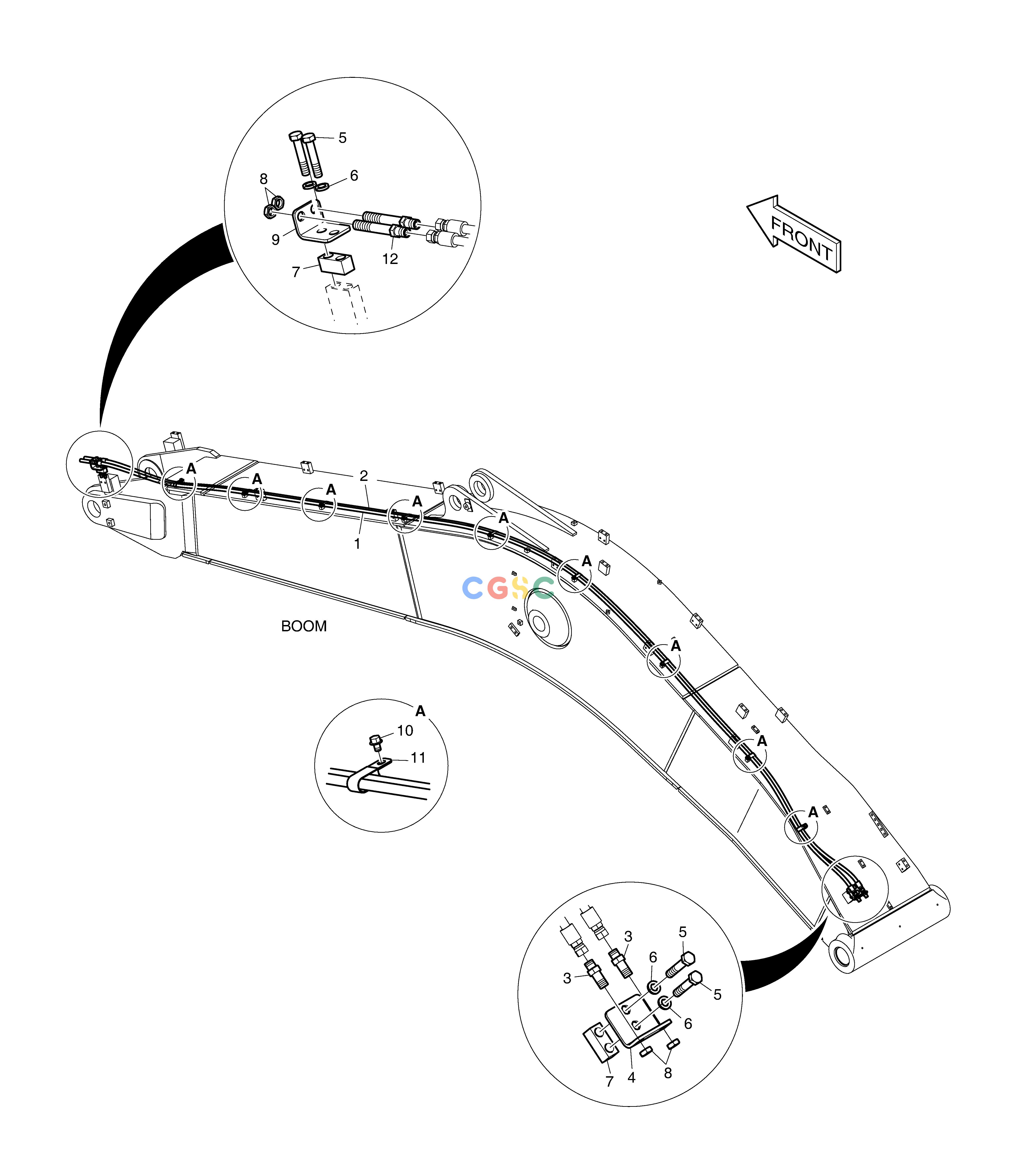 斗山零件查询BOOM PIPING - QUICK CLAMP DX350LC Doosan parts catalog online
