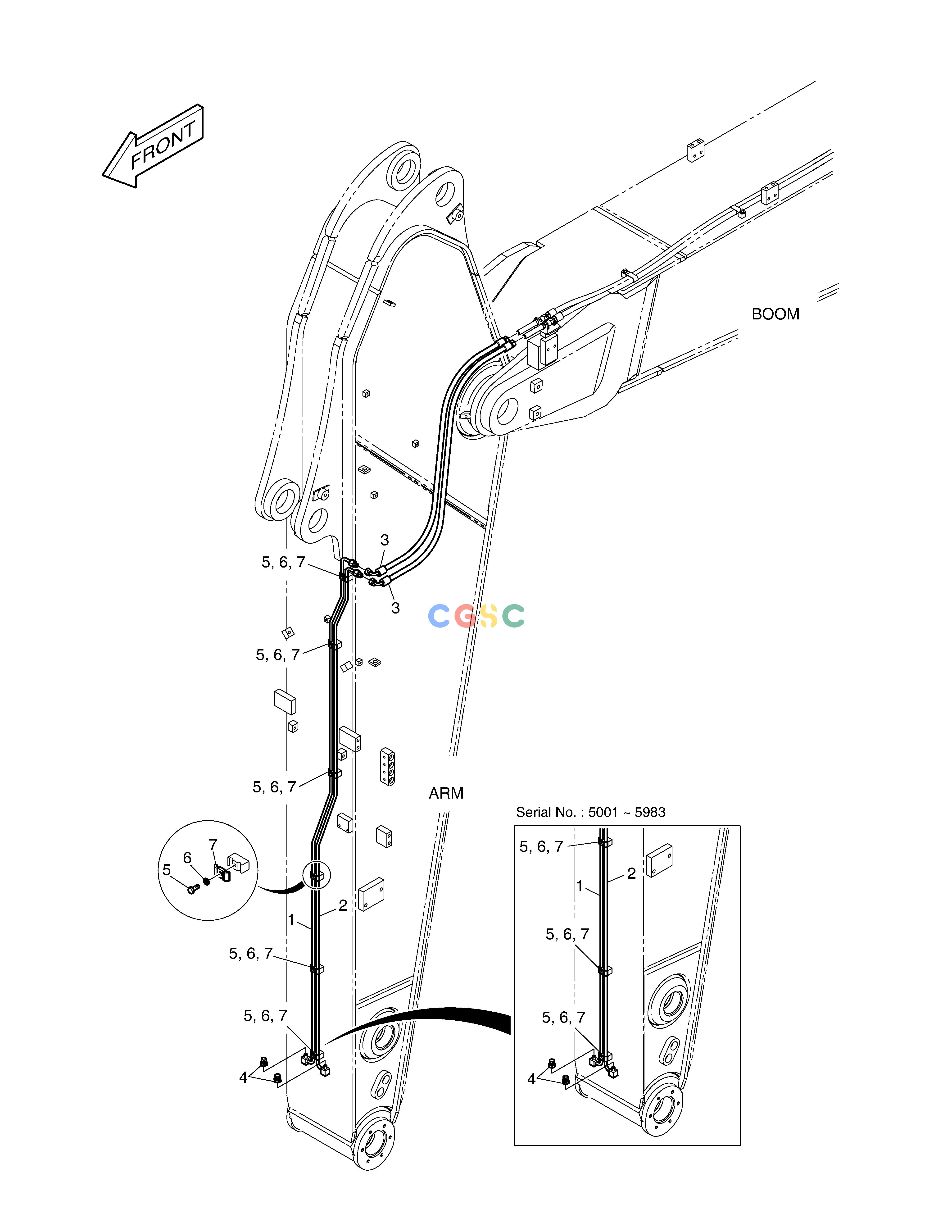 斗山零件查询ARM PIPING - QUICK FIT(ARM 3.2m) DX350LC Doosan parts catalog online