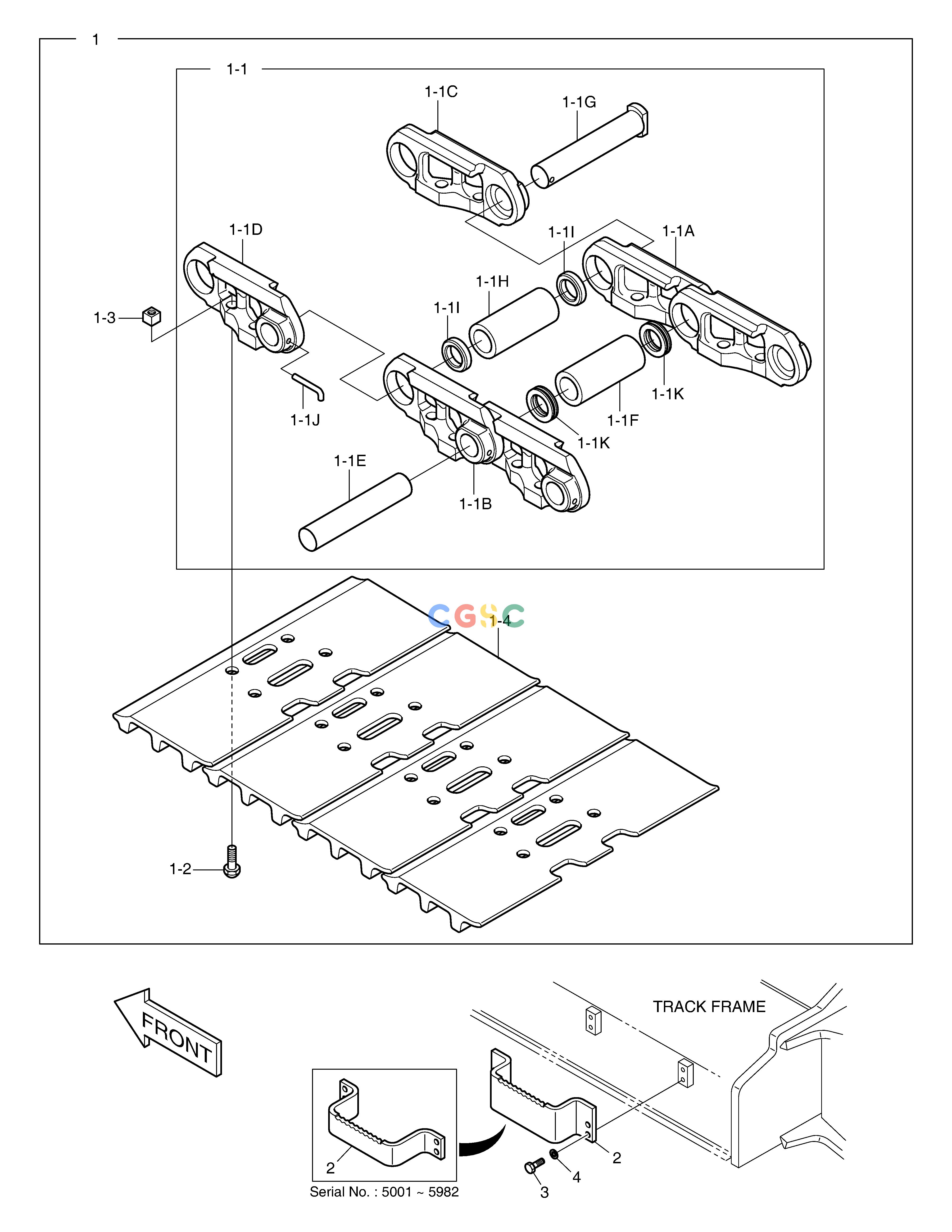 斗山零件查询TRACK SHOE ASS'Y - 700G DX350LC Doosan parts catalog online
