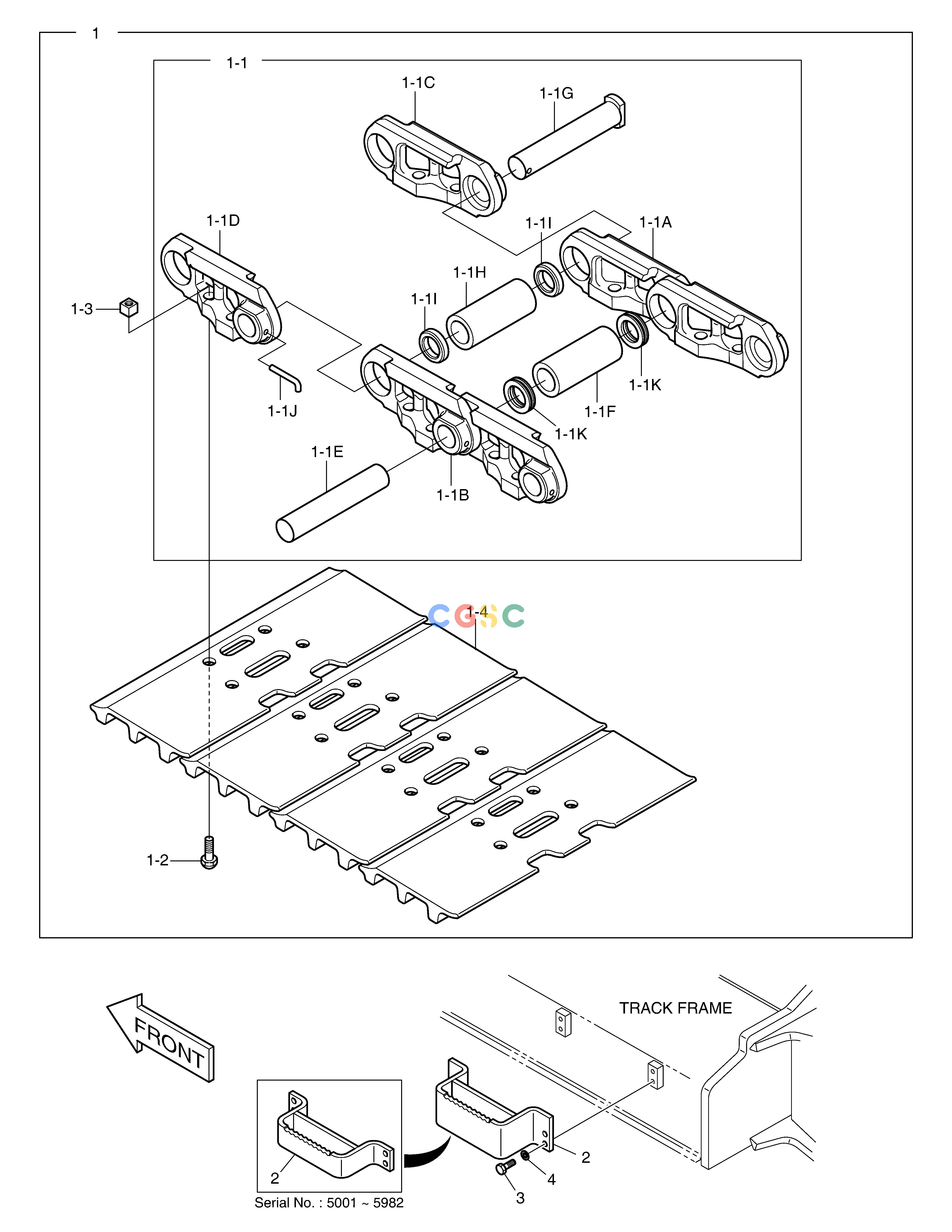 斗山零件查询TRACK SHOE ASS'Y - 800G DX350LC Doosan parts catalog online