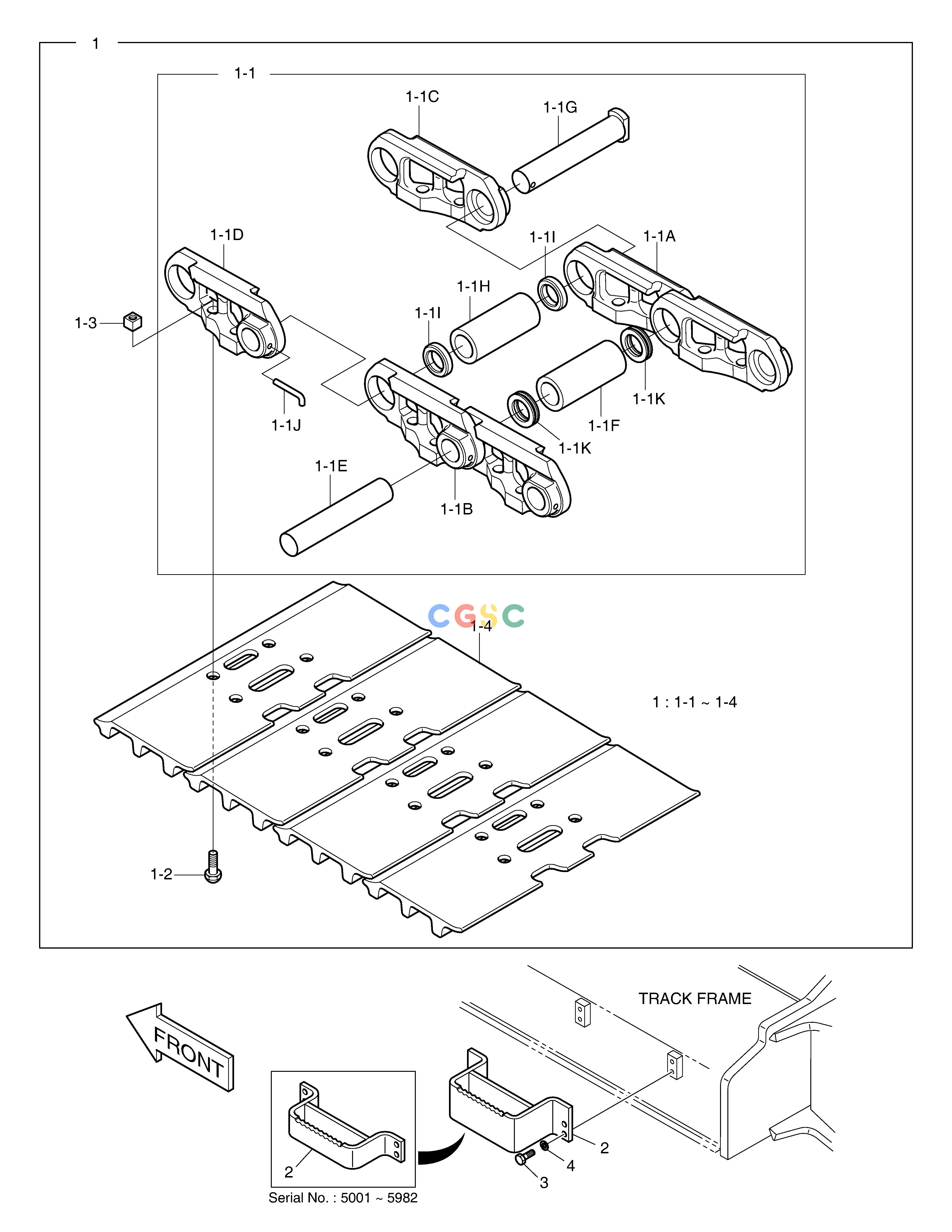 斗山零件查询TRACK SHOE ASS'Y - 850G DX350LC Doosan parts catalog online
