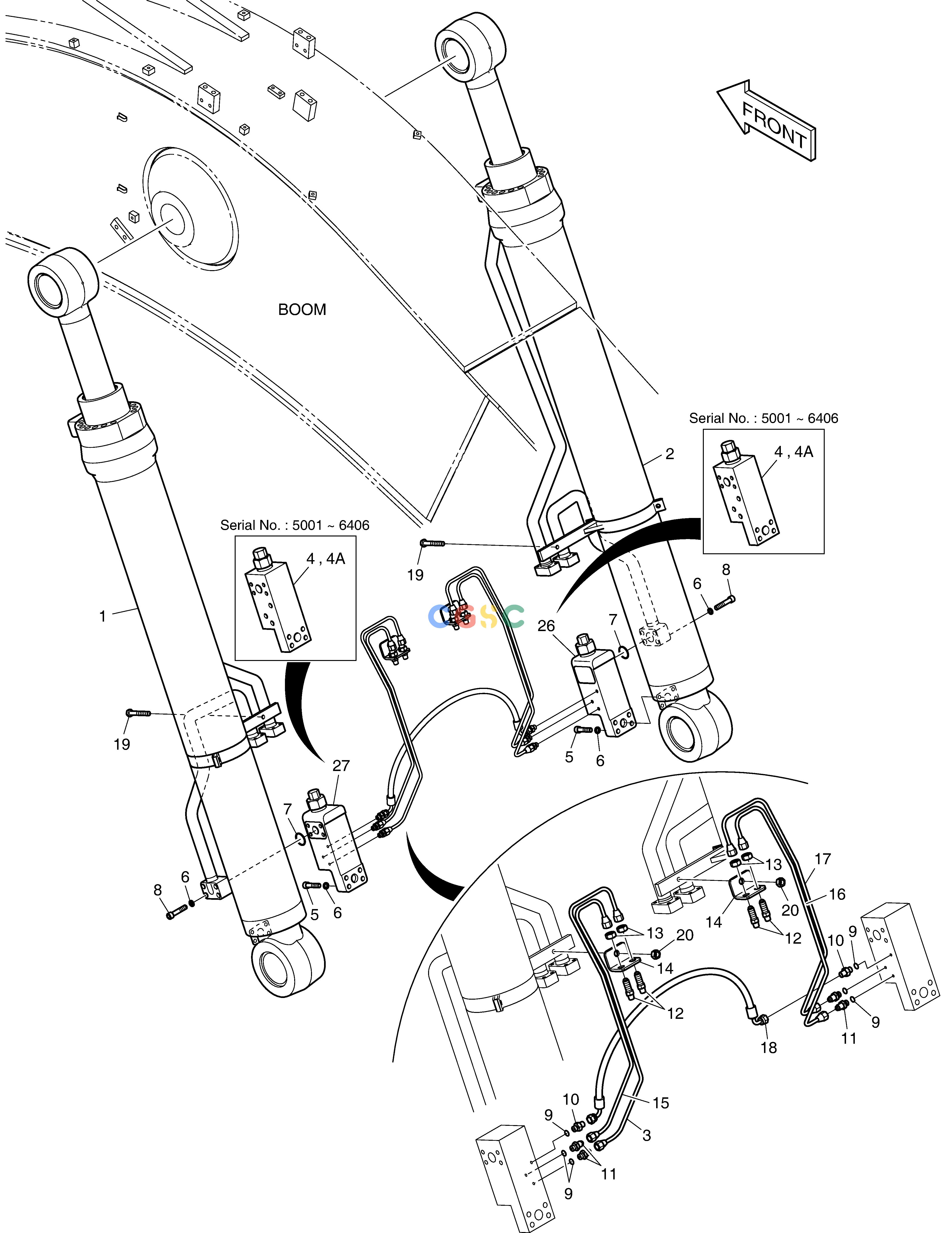 斗山零件查询BOOM PIPING - LOCK VALVE DX350LC Doosan parts catalog online