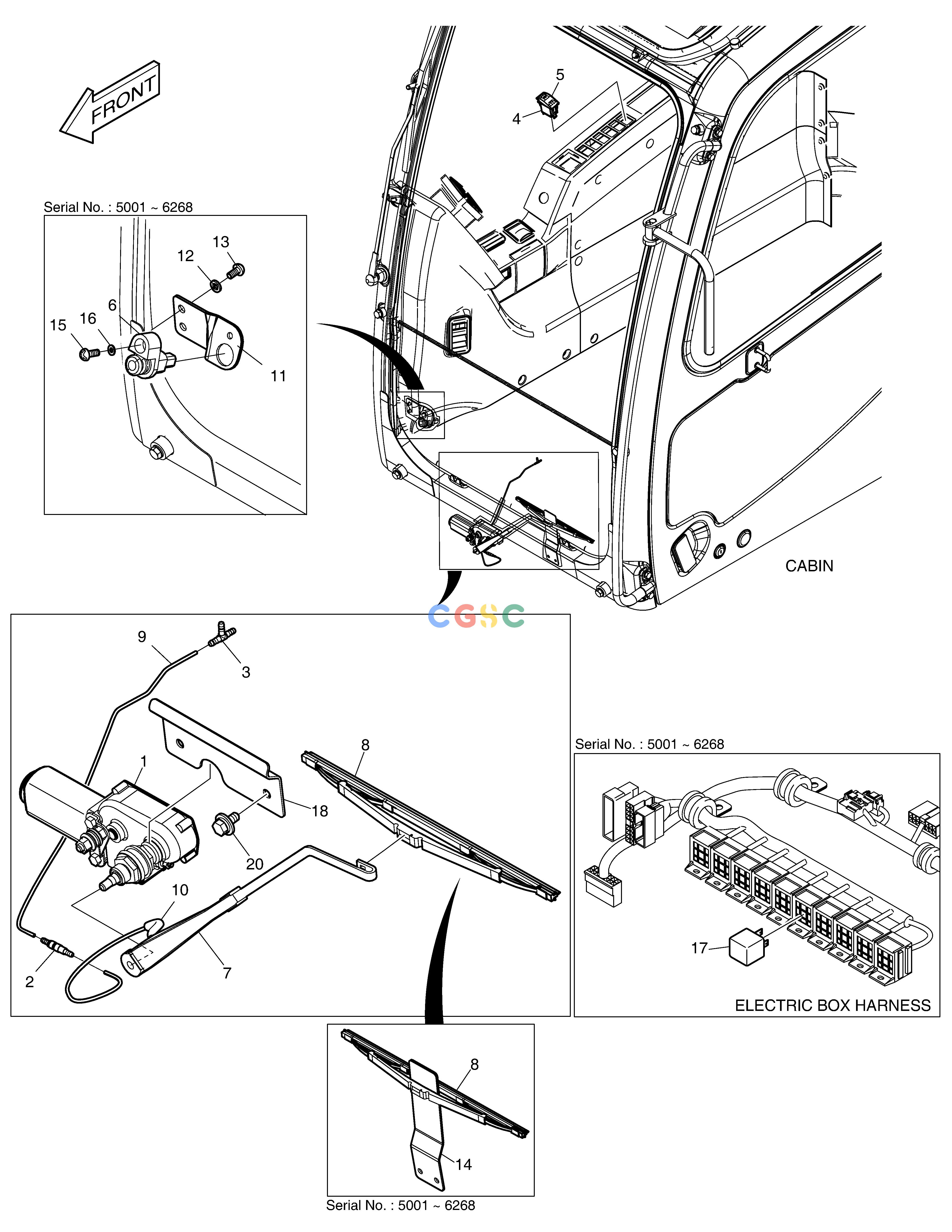 斗山零件查询LOWER WIPER DX350LC Doosan parts catalog online