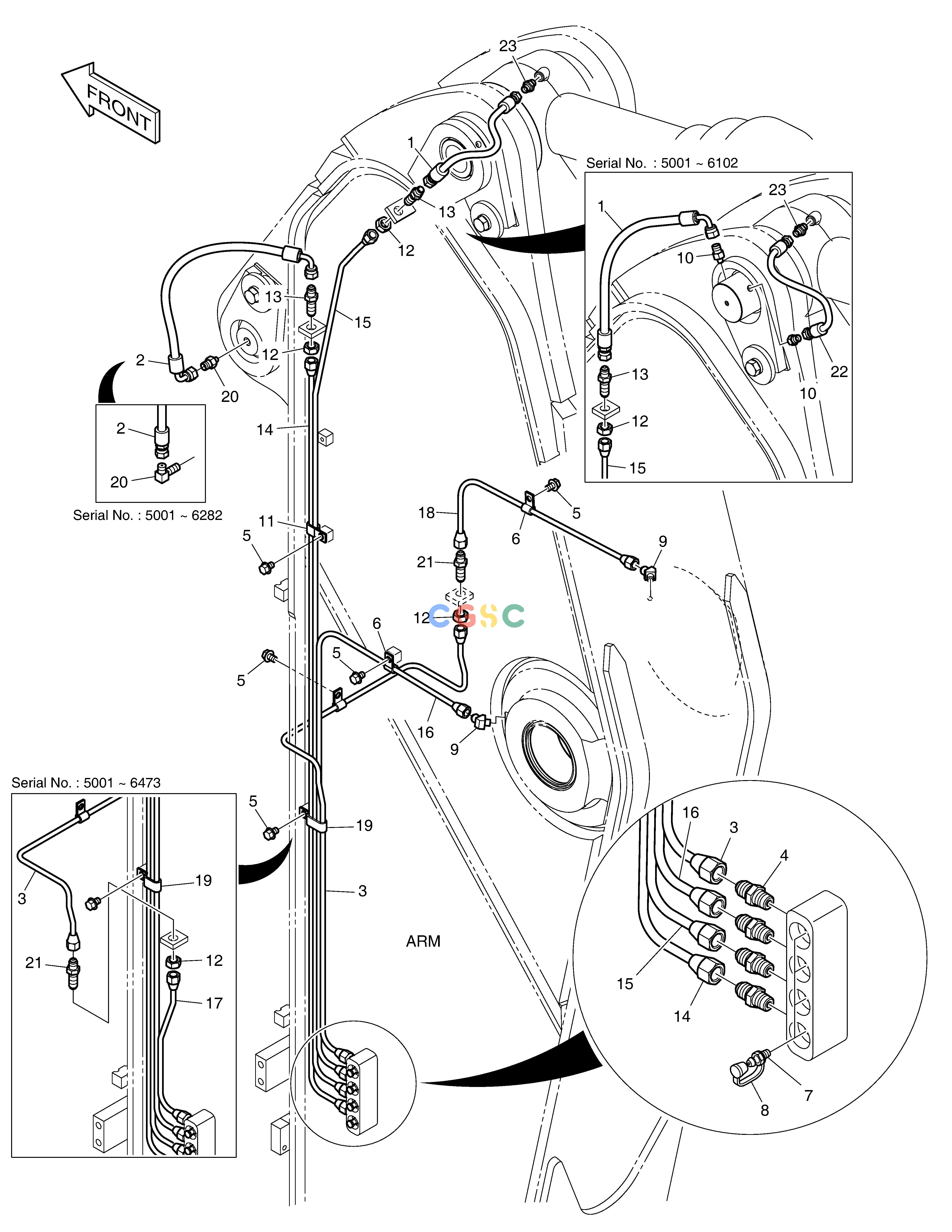 斗山零件查询LUBRICATION PIPING - ARM 2.6m DX350LC Doosan parts catalog online