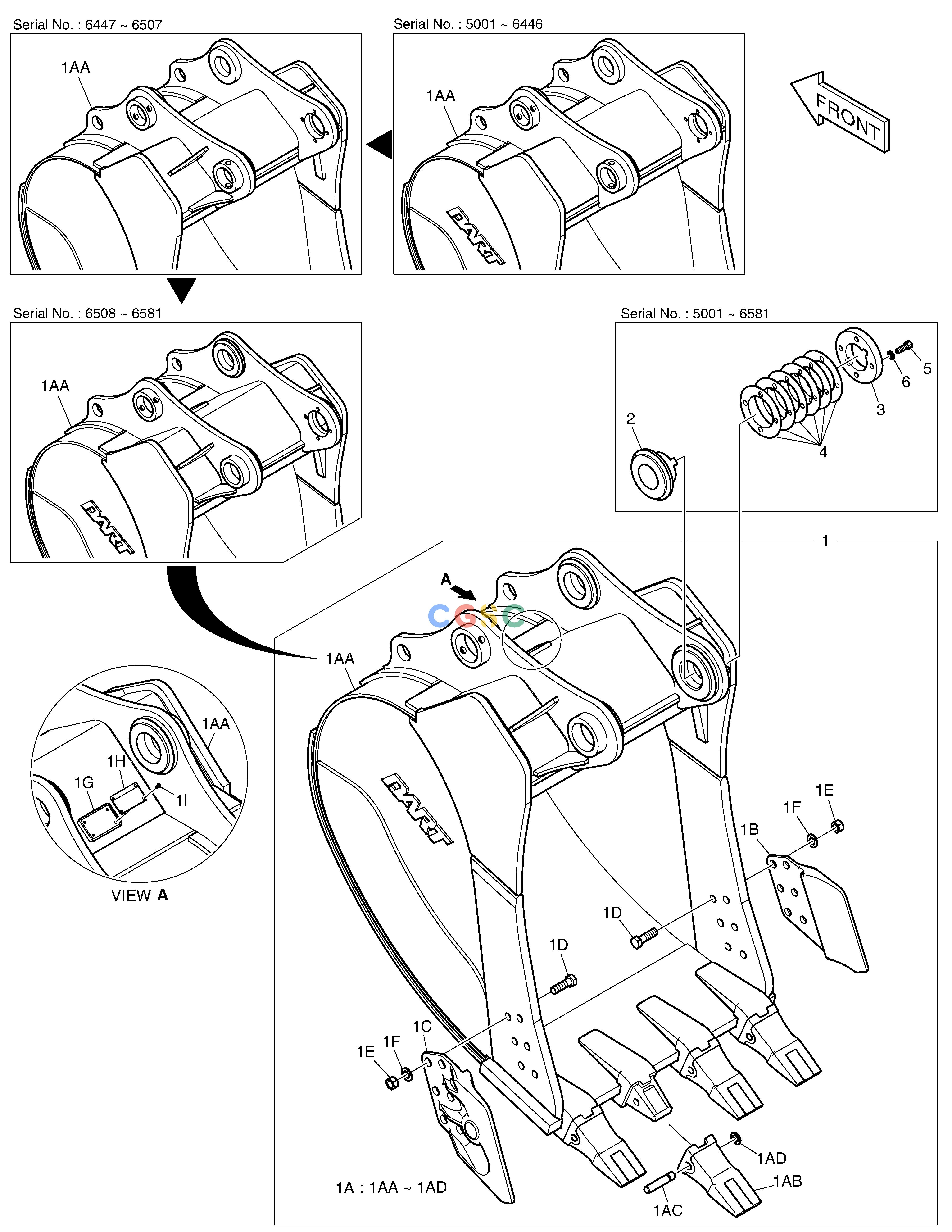 斗山零件查询BUCKET ASS'Y - 1.20m³(42") - SIDE PIN DX350LC Doosan parts catalog online