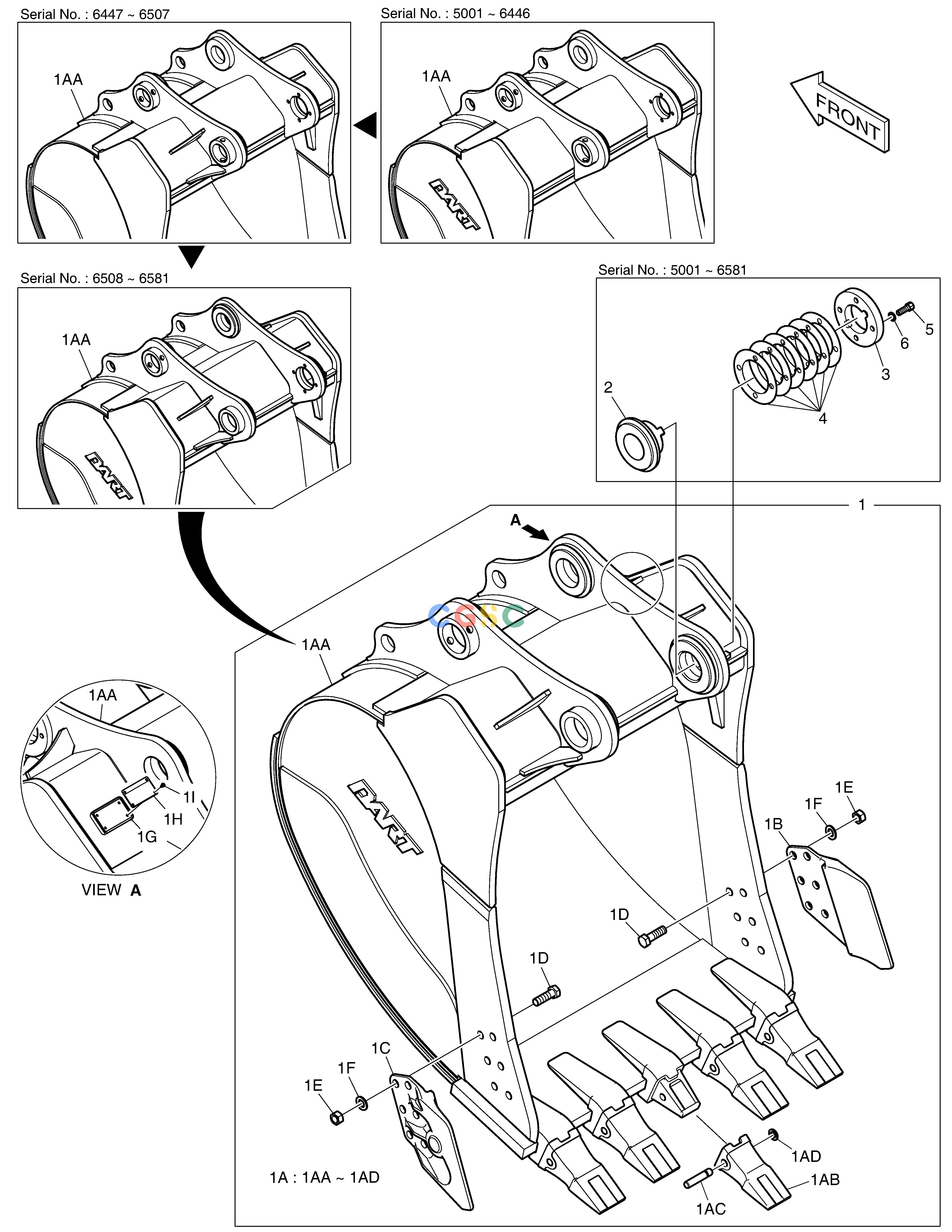 斗山零件查询BUCKET ASS'Y - 1.42m³(48") - SIDE PIN DX350LC Doosan parts catalog online
