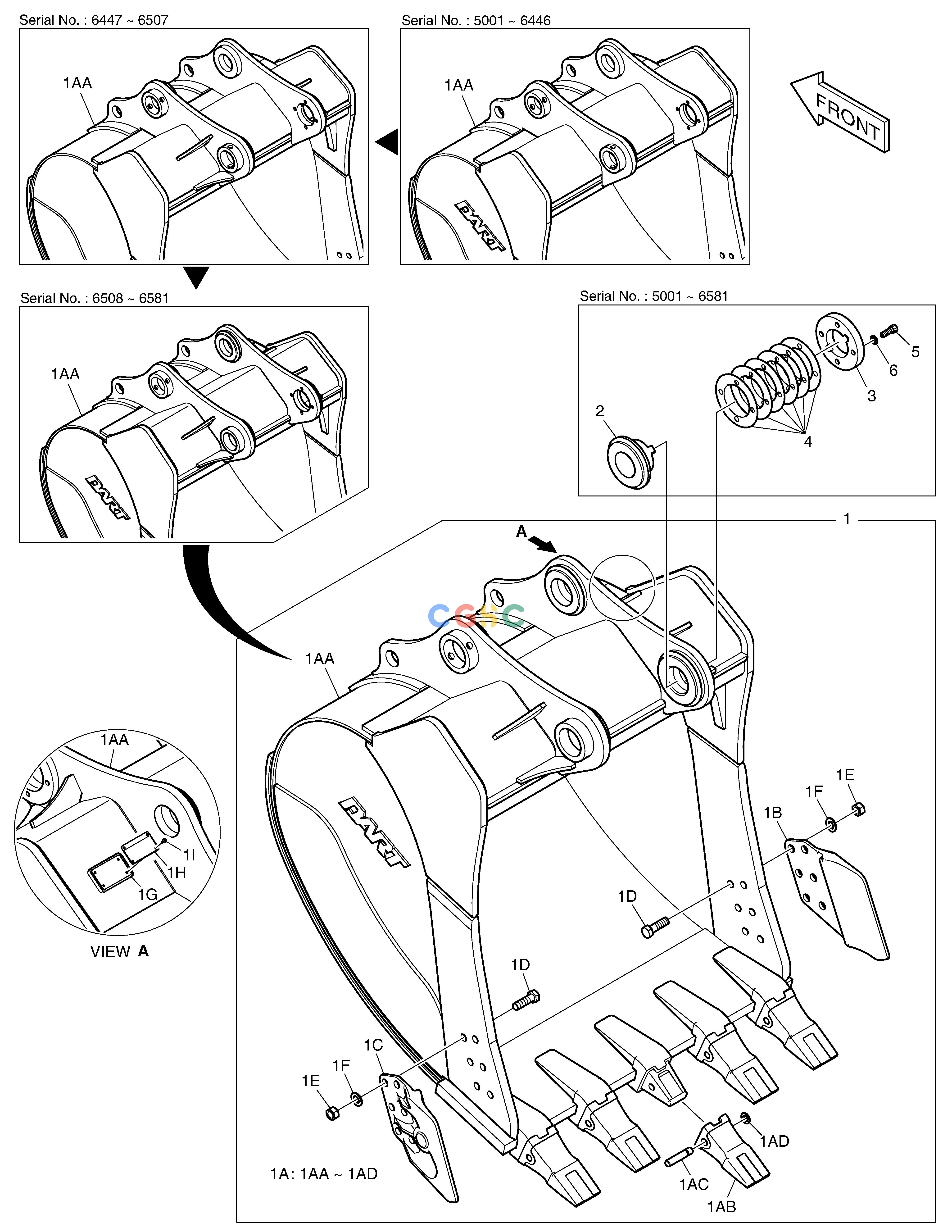 斗山零件查询BUCKET ASS'Y - 1.65m³(54") - SIDE PIN DX350LC Doosan parts catalog online