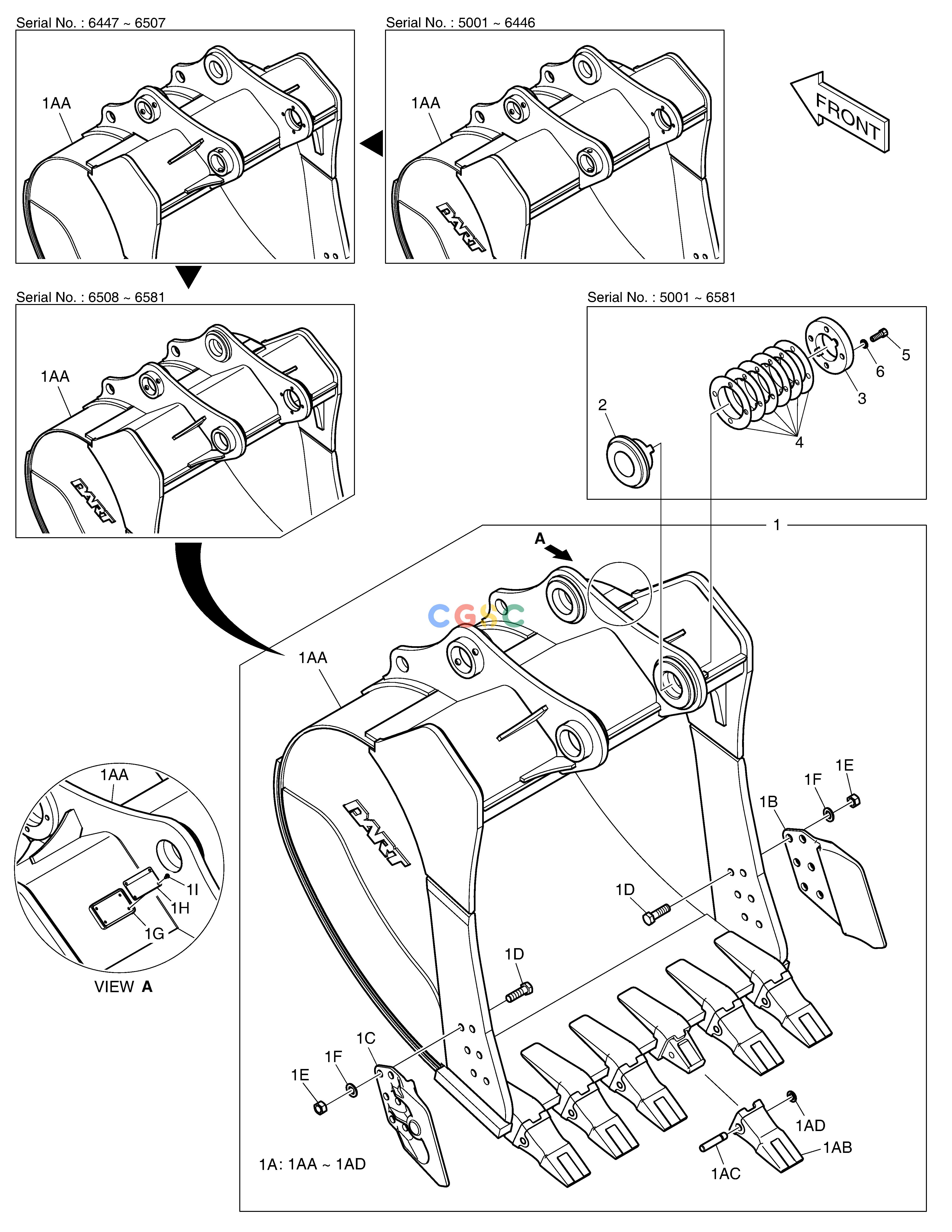 斗山零件查询BUCKET ASS'Y - 1.79m³(57") - SIDE PIN DX350LC Doosan parts catalog online