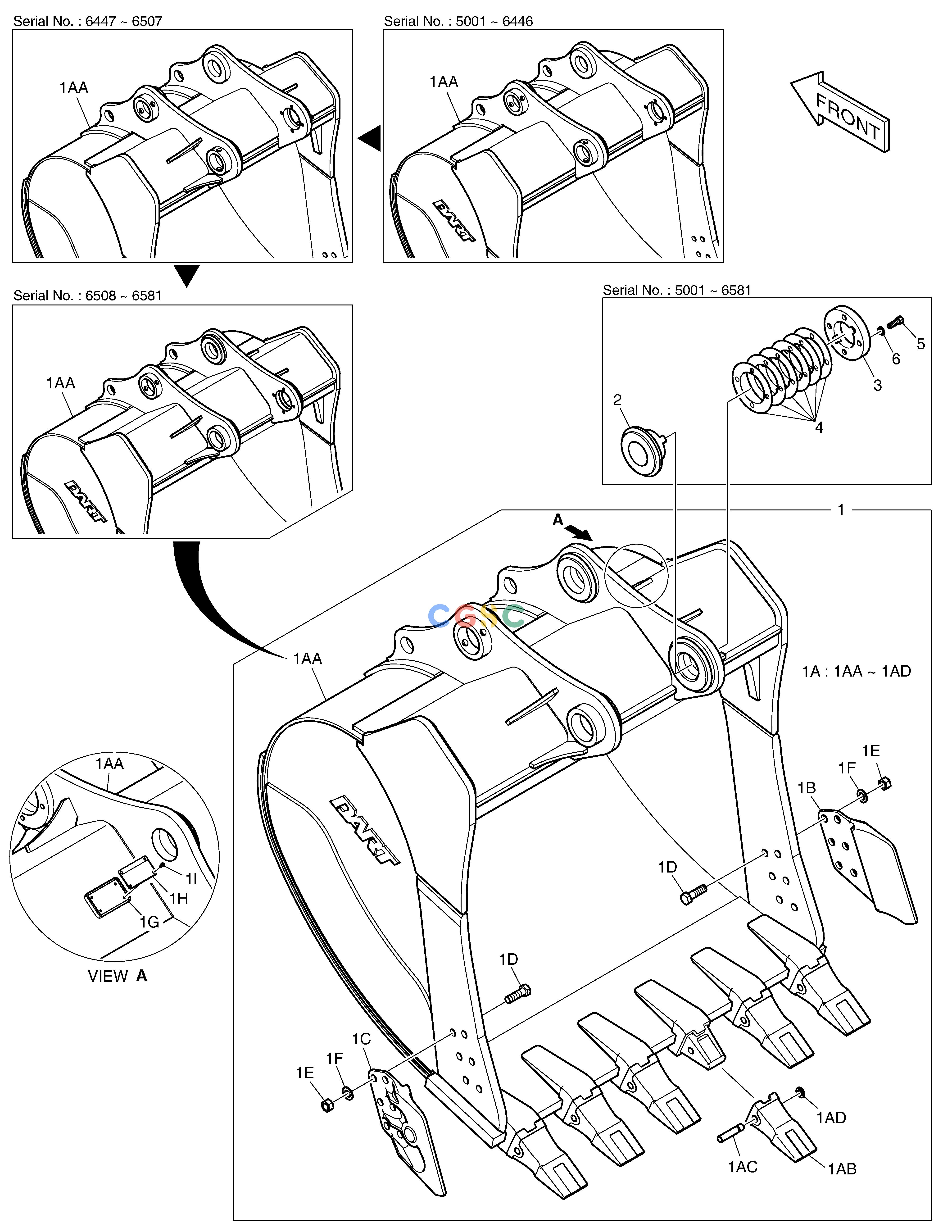斗山零件查询BUCKET ASS'Y - 2.01m³(63") - SIDE PIN DX350LC Doosan parts catalog online