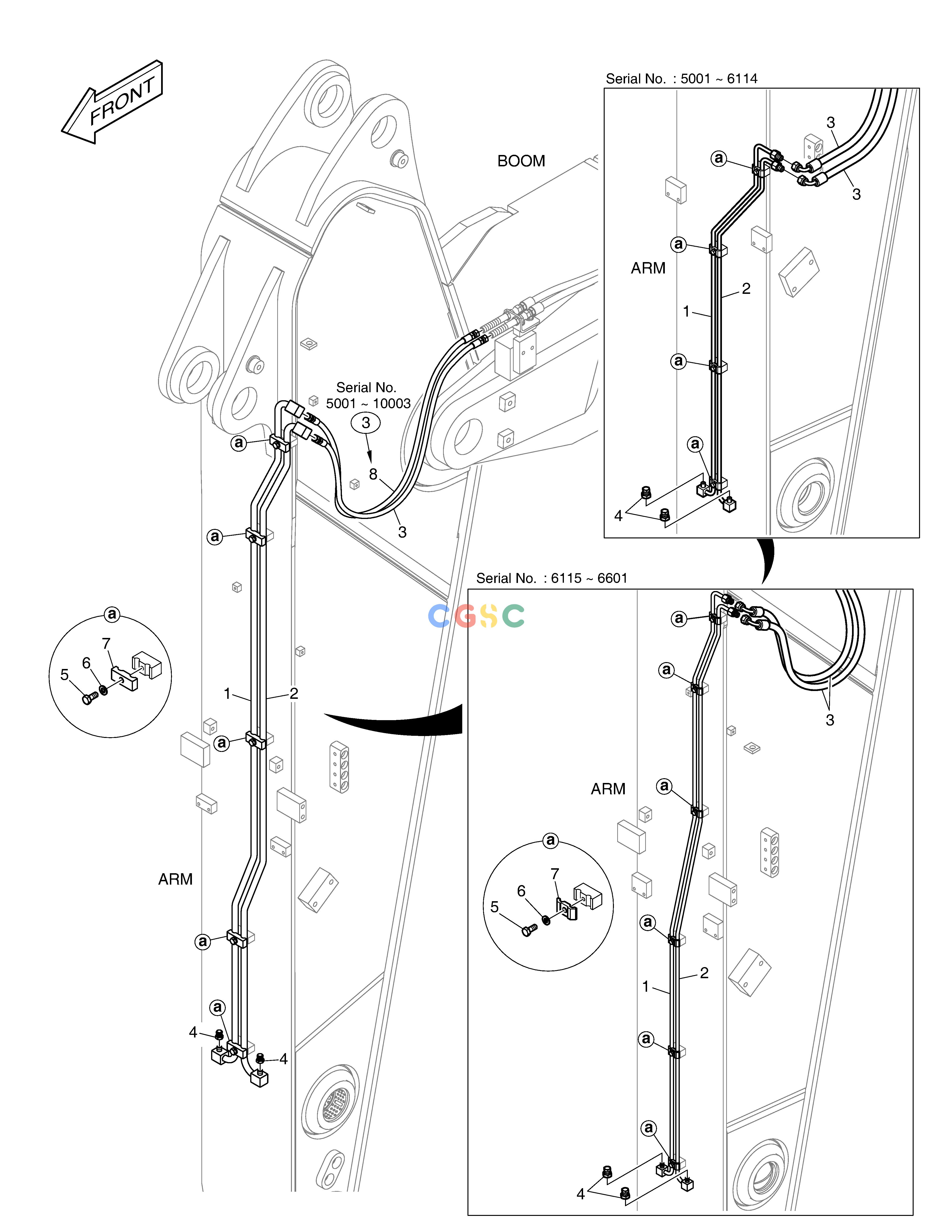 斗山零件查询ARM PIPING - QUICK FIT(ARM 2.6m) DX350LC Doosan parts catalog online