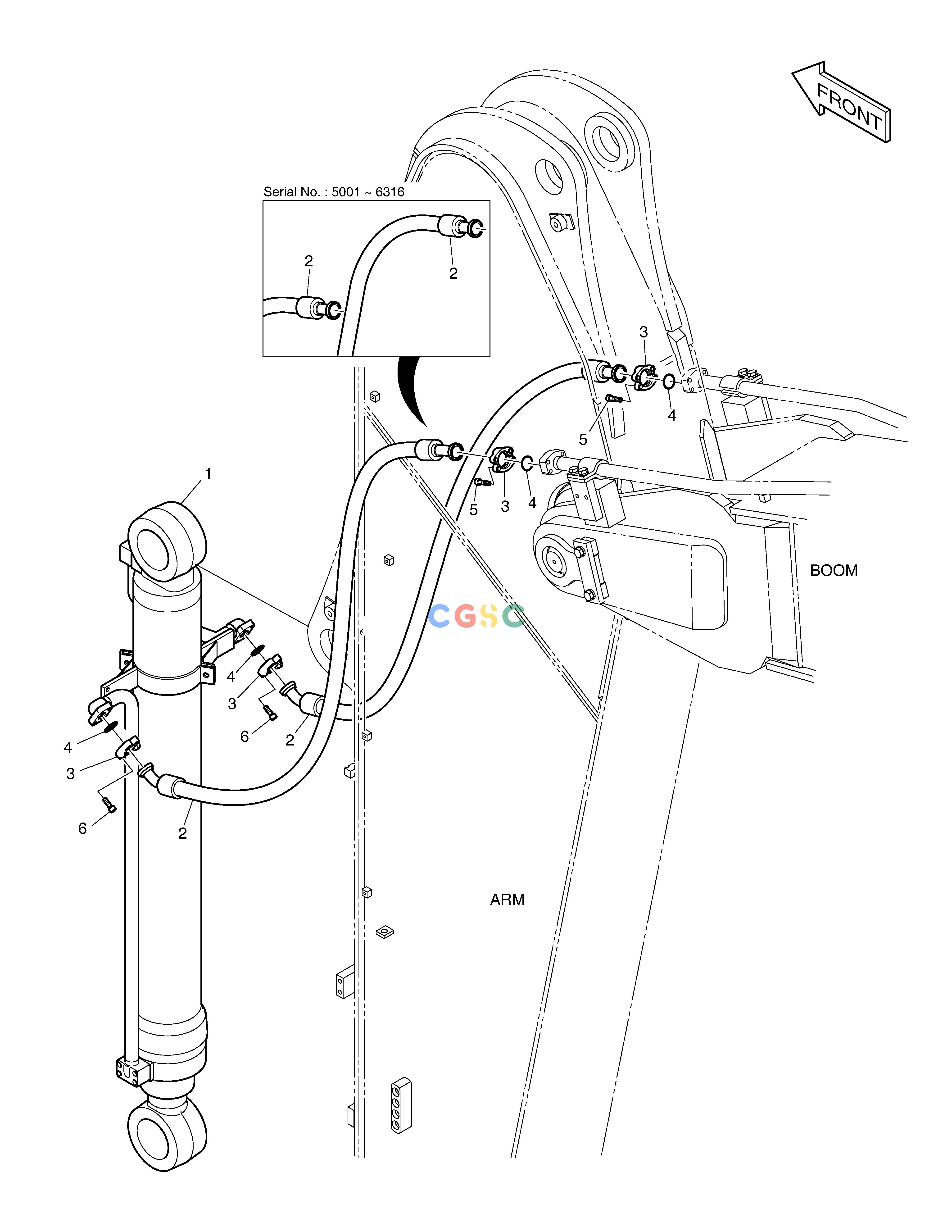 斗山零件查询ARM PIPING - ARM 3.95m DX350LC Doosan parts catalog online