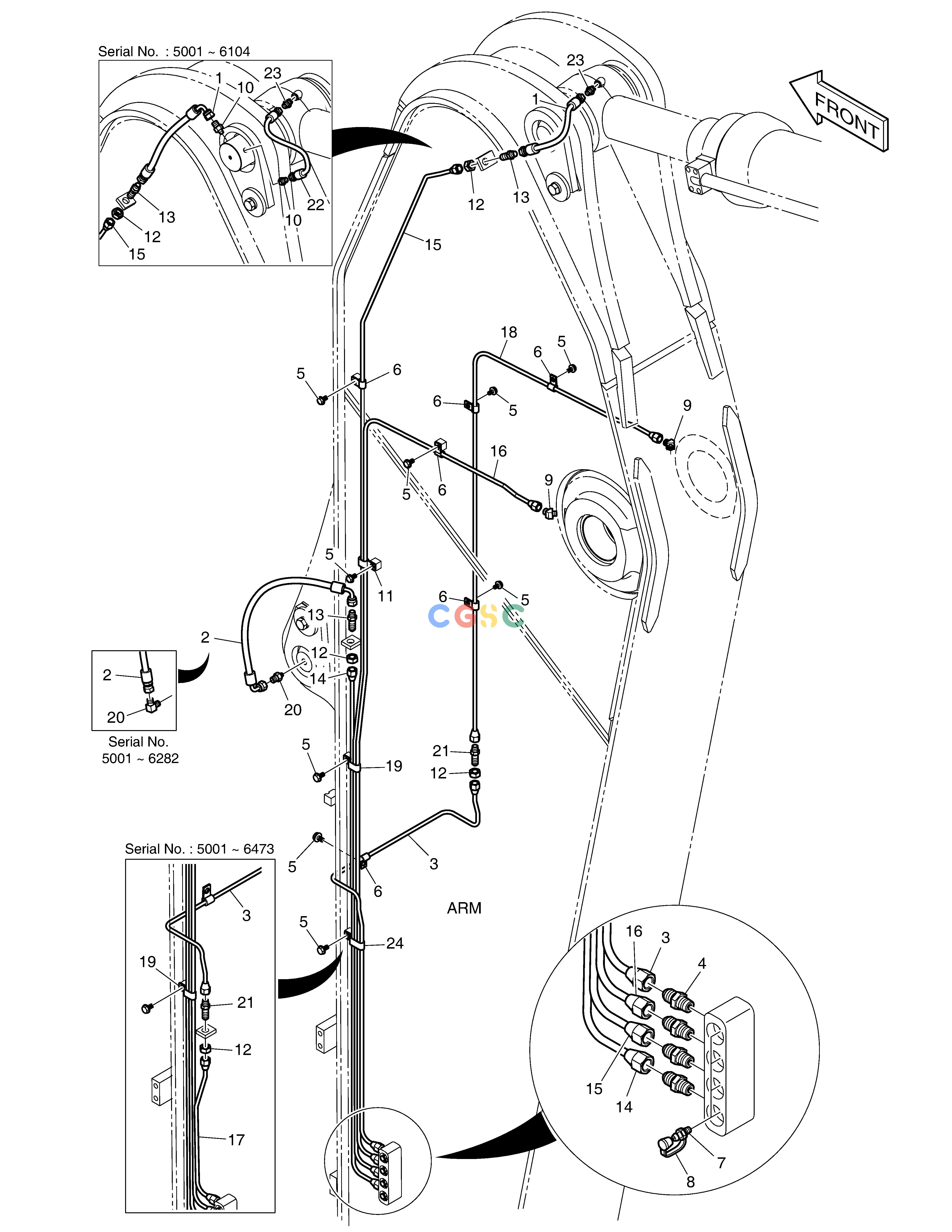 斗山零件查询LUBRICATION PIPING -ARM 3.95m DX350LC Doosan parts catalog online