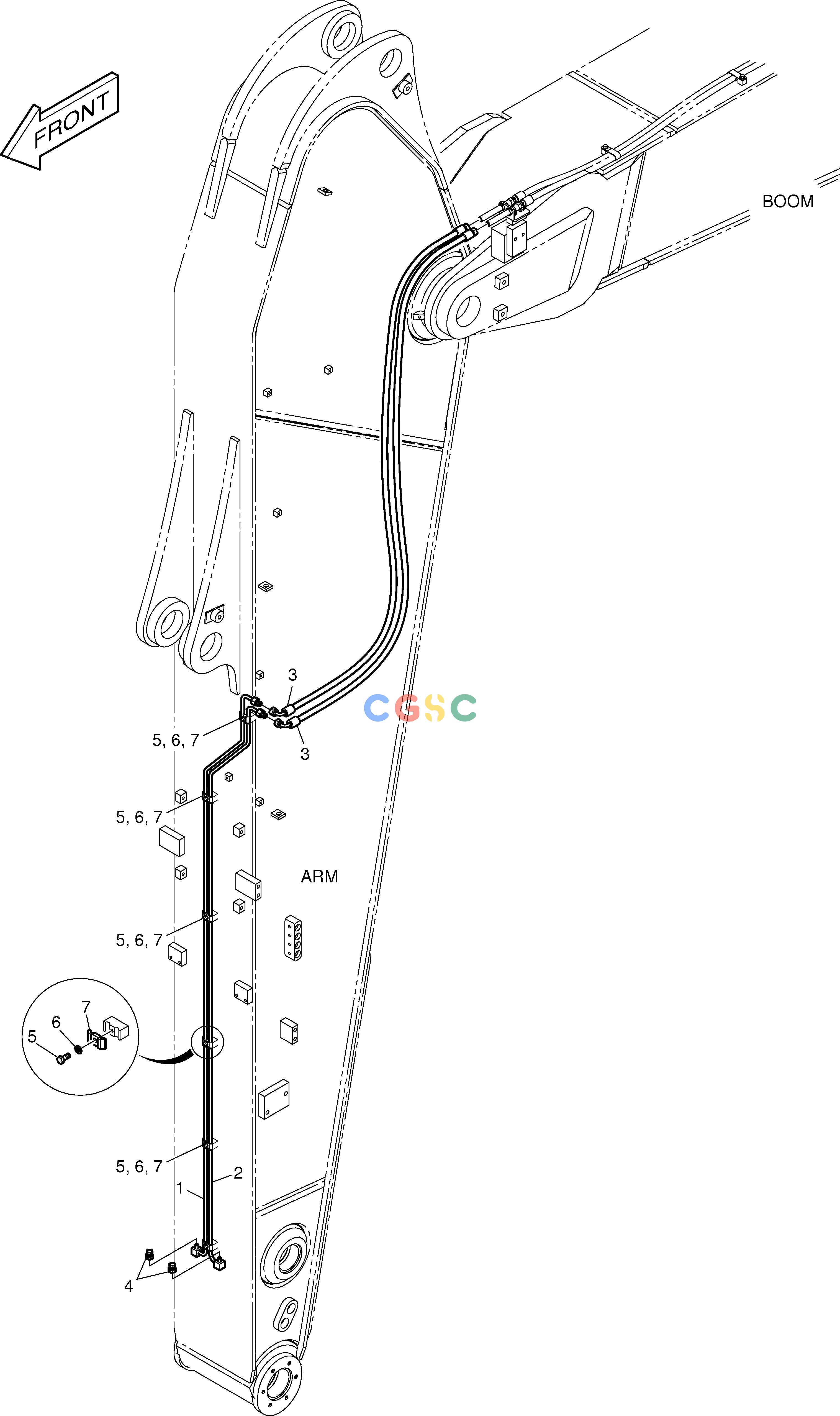 斗山零件查询ARM PIPING - QUICK FIT(ARM 3.95m) DX350LC Doosan parts catalog online
