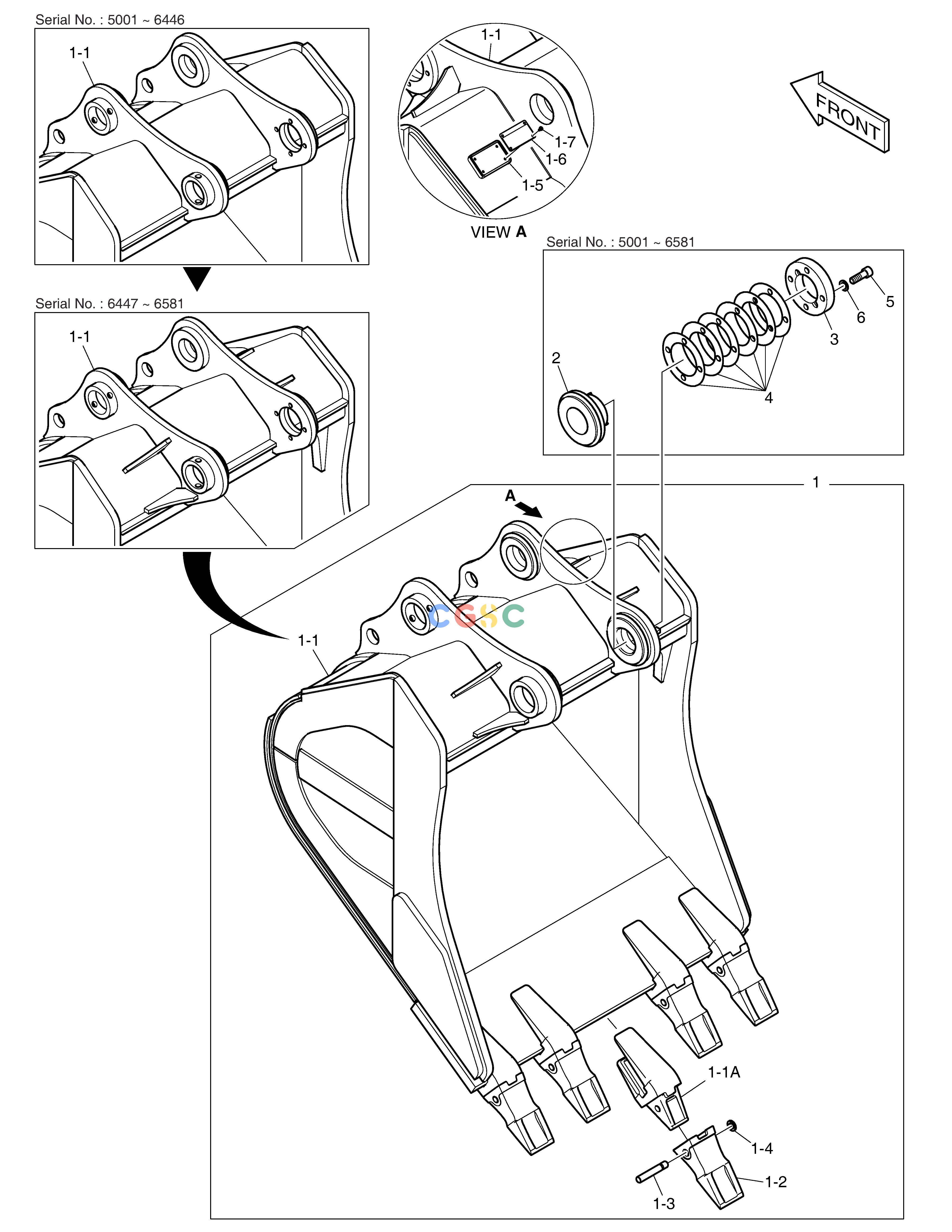 斗山零件查询ROCK BUCKET - 1.28m³(HEAVY DUTY) DX350LC Doosan parts catalog online