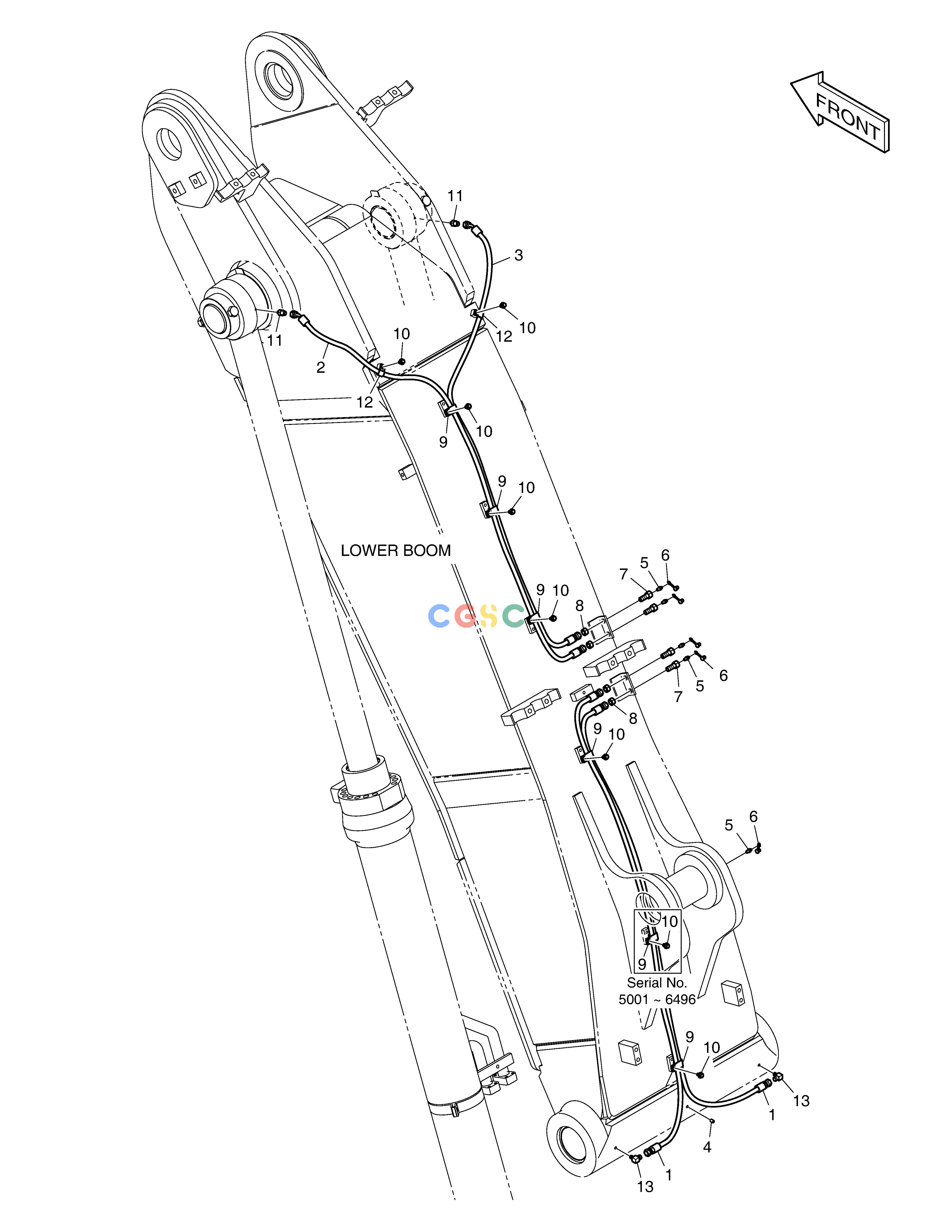 斗山零件查询LUBRICATION PIPING - LOWER BOOM DX350LC Doosan parts catalog online