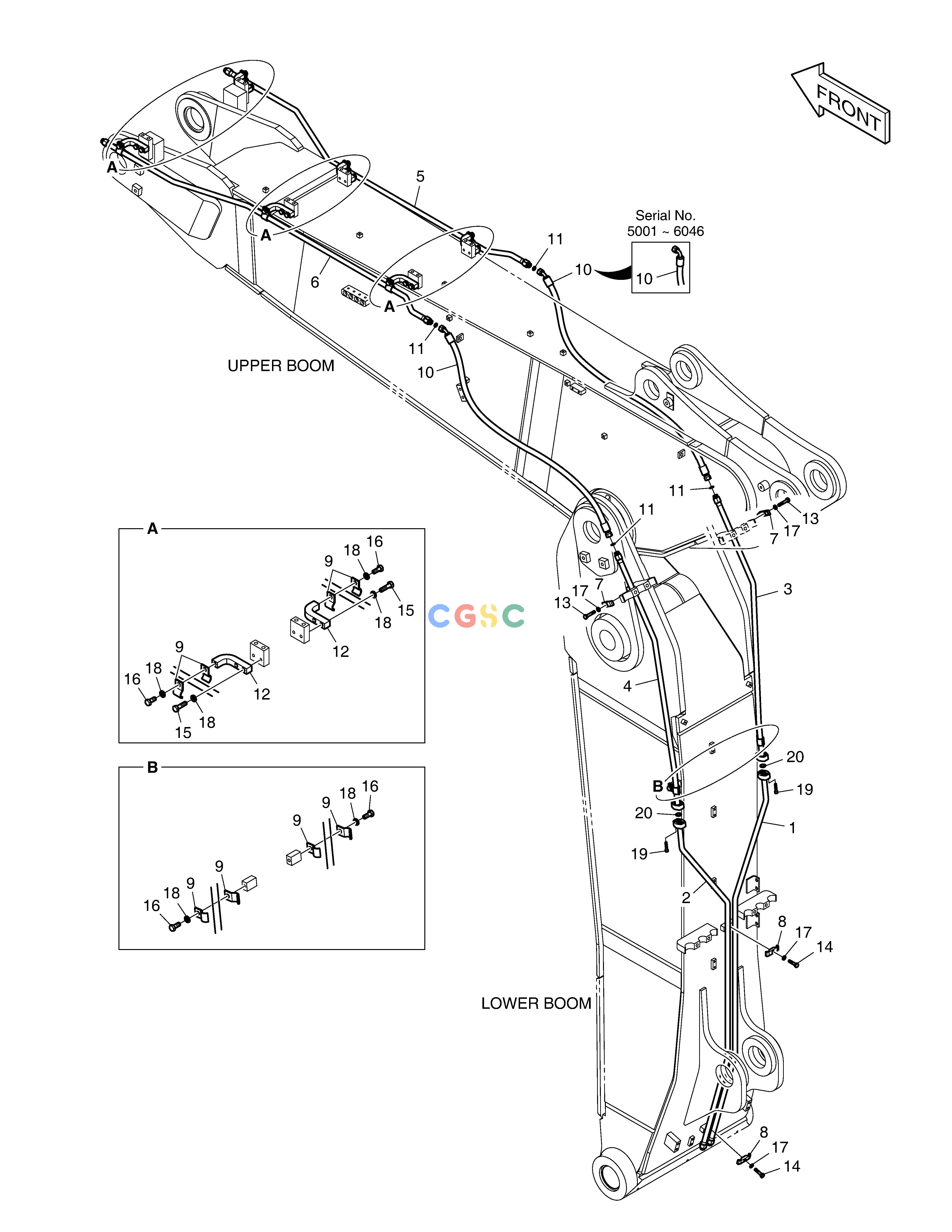 斗山零件查询ARTI. BOOM PIPING - ROTATING DX350LC Doosan parts catalog online