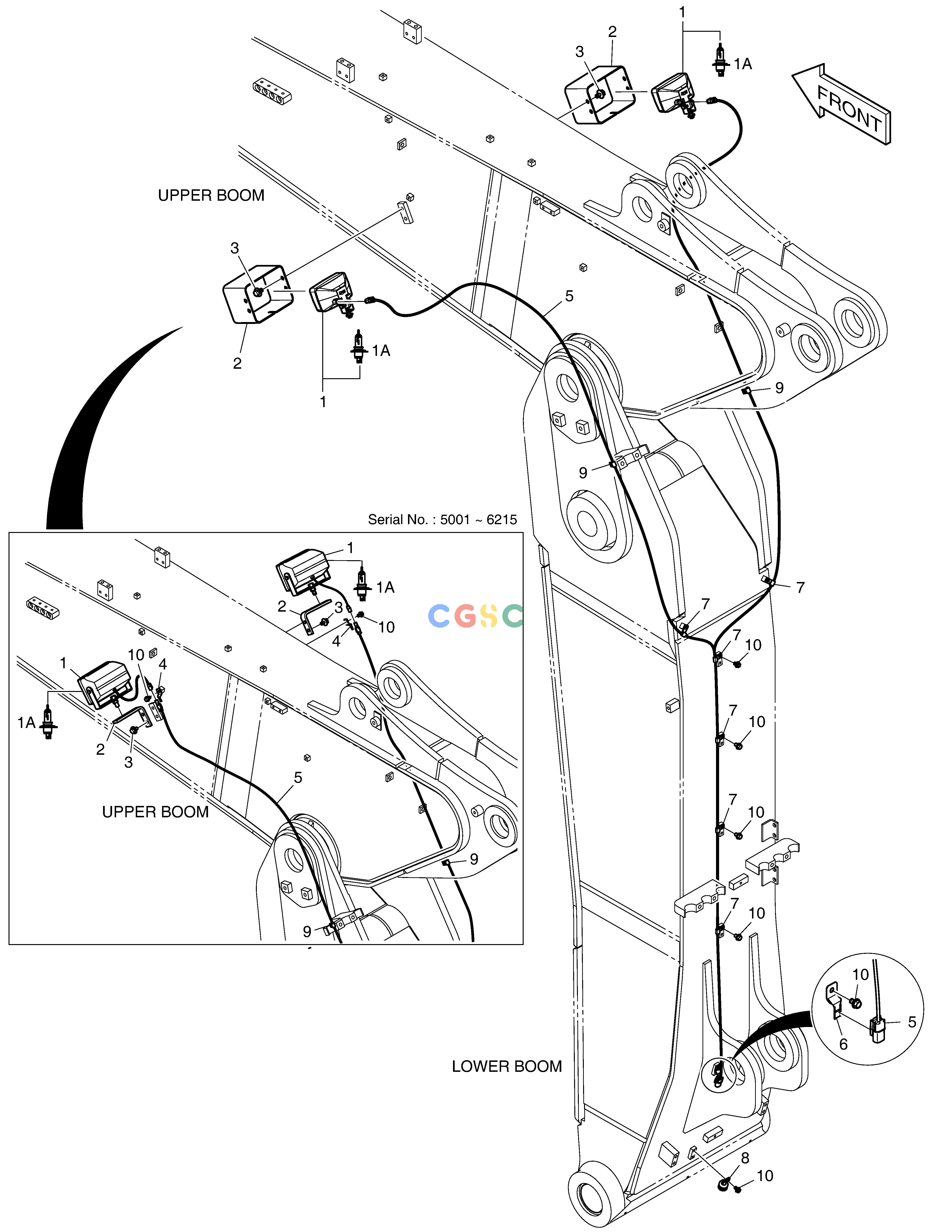 斗山零件查询WORKING LAMP - ARTI. BOOM DX350LC Doosan parts catalog online