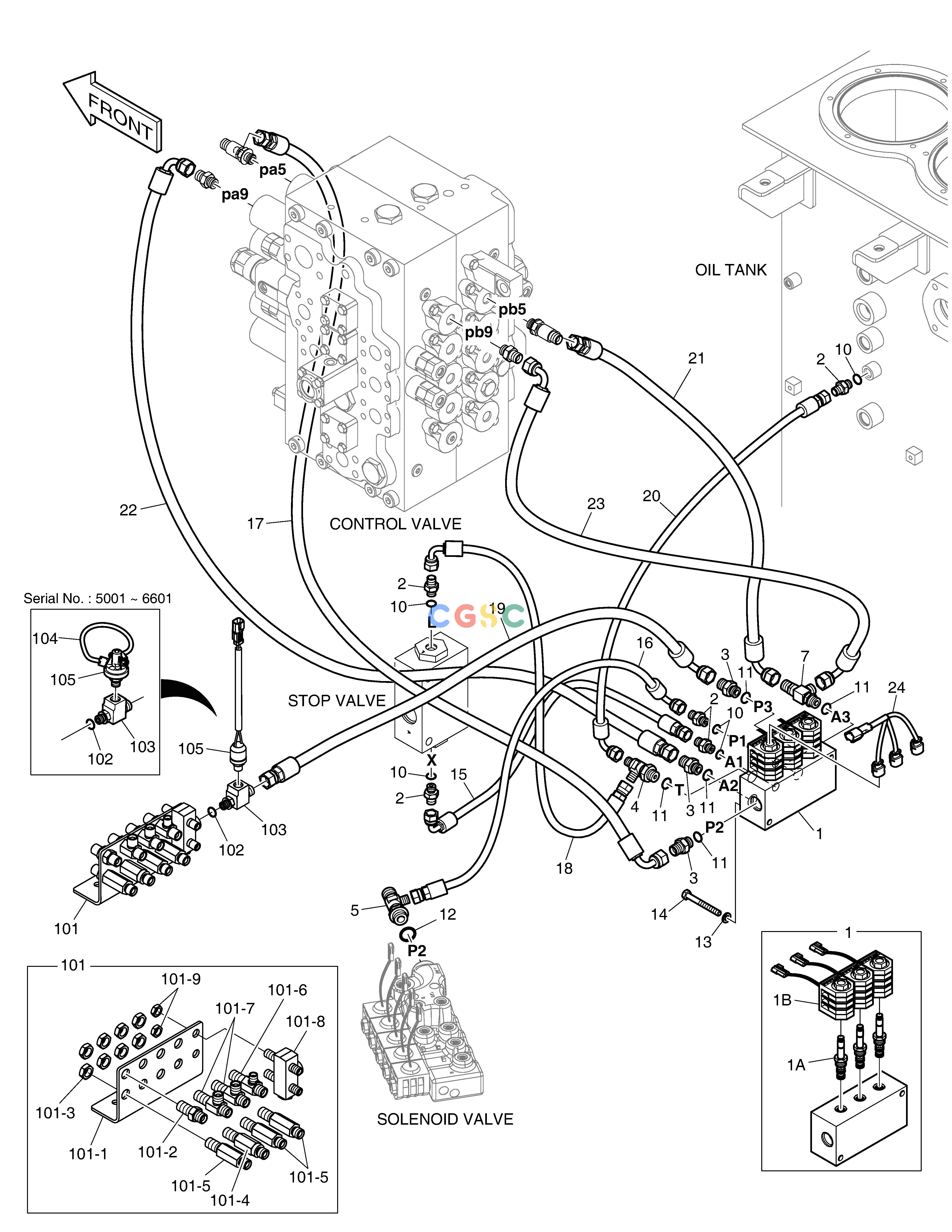 斗山零件查询PILOT PIPING - TWO PUMP DX350LC Doosan parts catalog online