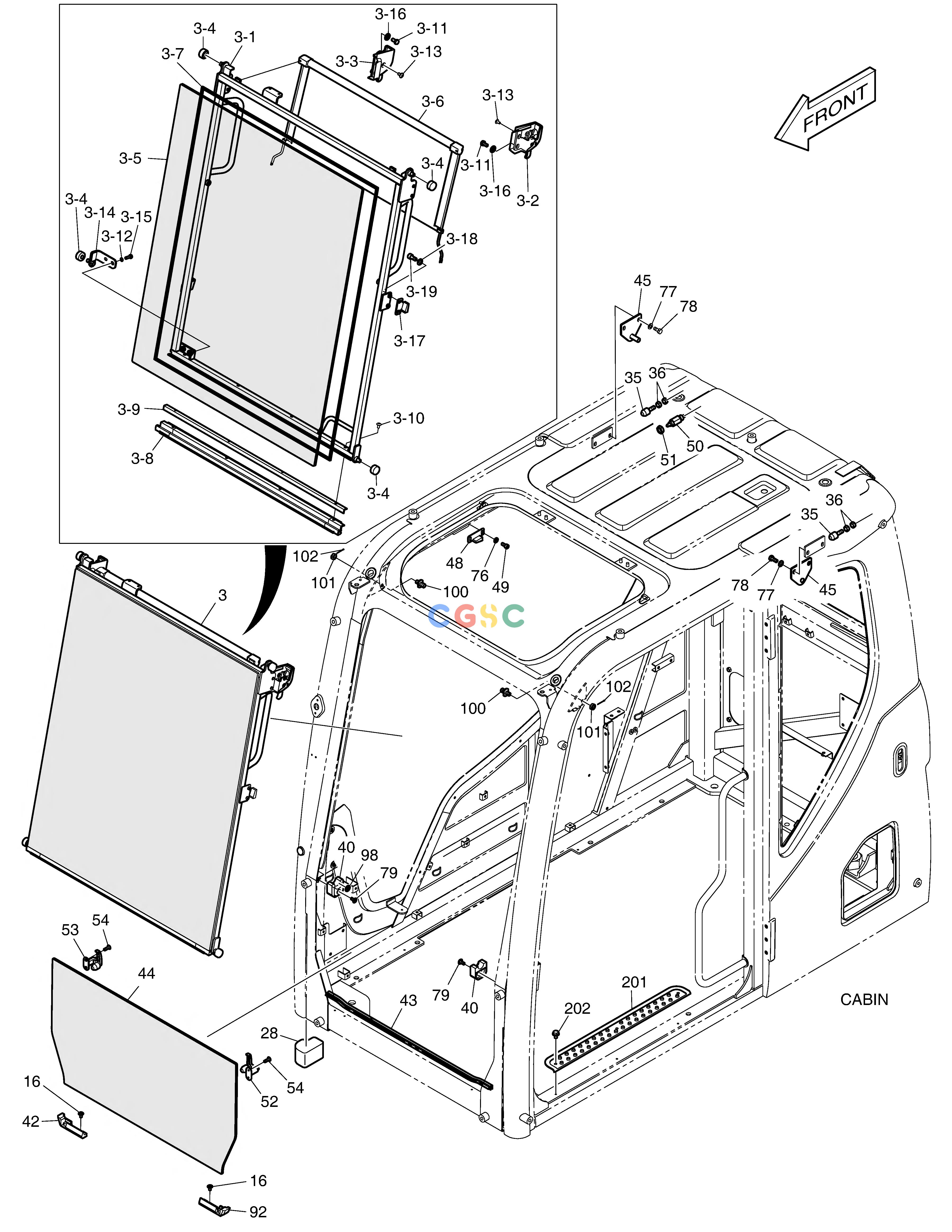 斗山零件查询CABIN(2) - ROPS DX350LC Doosan parts catalog online